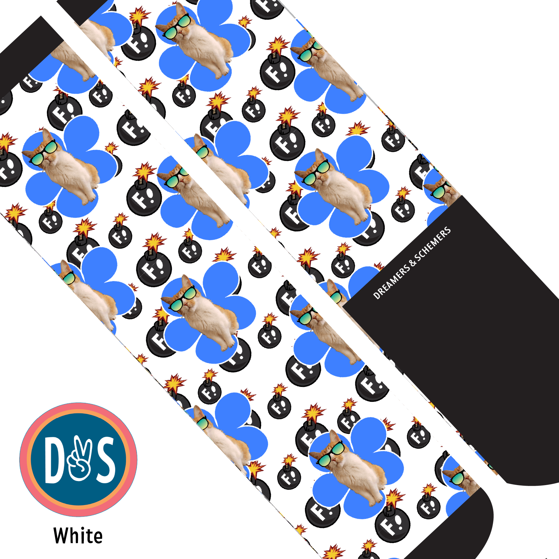 Custom AL Custom Socks Adult / White Custom Flower with F Bombs Socks 1 Photo equestrian boot socks boot socks thin socks riding socks pattern socks tall socks funny socks knee high socks horse socks horse show socks