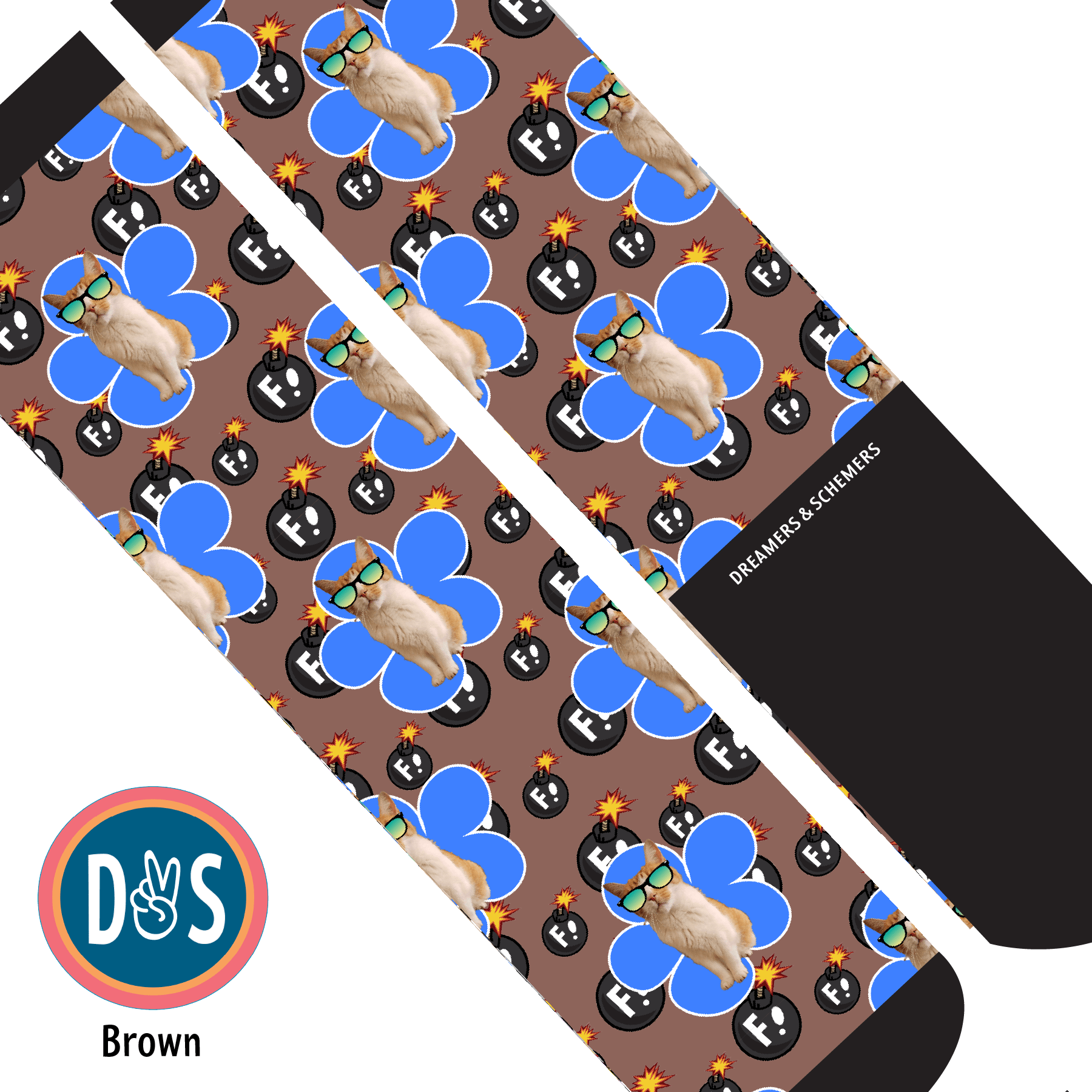 Custom AL Custom Socks Adult / Brown Custom Flower with F Bombs Socks 1 Photo equestrian boot socks boot socks thin socks riding socks pattern socks tall socks funny socks knee high socks horse socks horse show socks