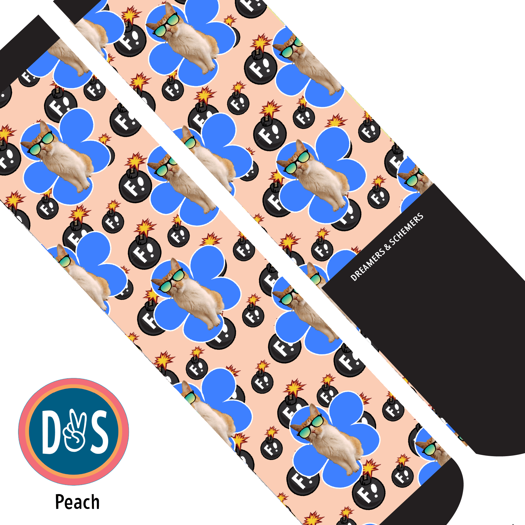 Custom AL Custom Socks Adult / Peach Custom Flower with F Bombs Socks 1 Photo equestrian boot socks boot socks thin socks riding socks pattern socks tall socks funny socks knee high socks horse socks horse show socks