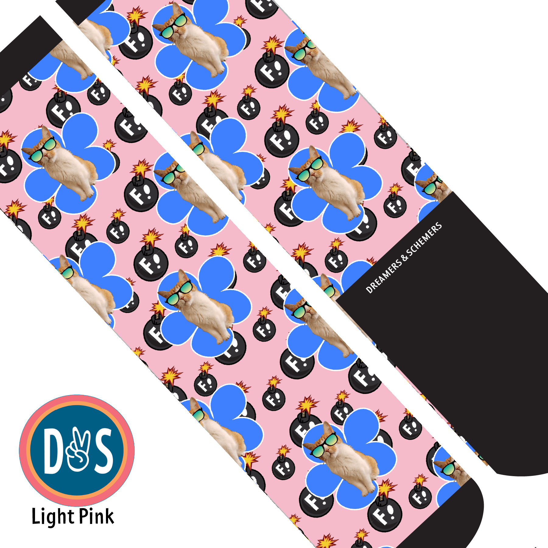 Custom AL Custom Socks Adult / Light Pink Custom Flower with F Bombs Socks 1 Photo equestrian boot socks boot socks thin socks riding socks pattern socks tall socks funny socks knee high socks horse socks horse show socks