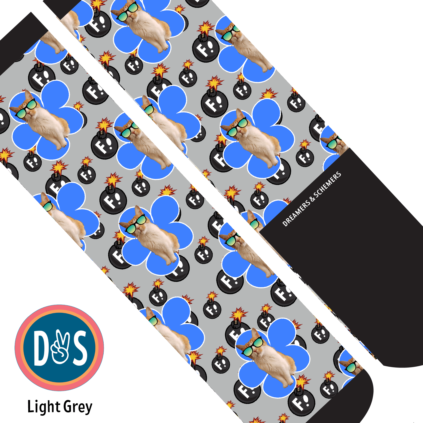 Custom AL Custom Socks Adult / Light Grey Custom Flower with F Bombs Socks 1 Photo equestrian boot socks boot socks thin socks riding socks pattern socks tall socks funny socks knee high socks horse socks horse show socks