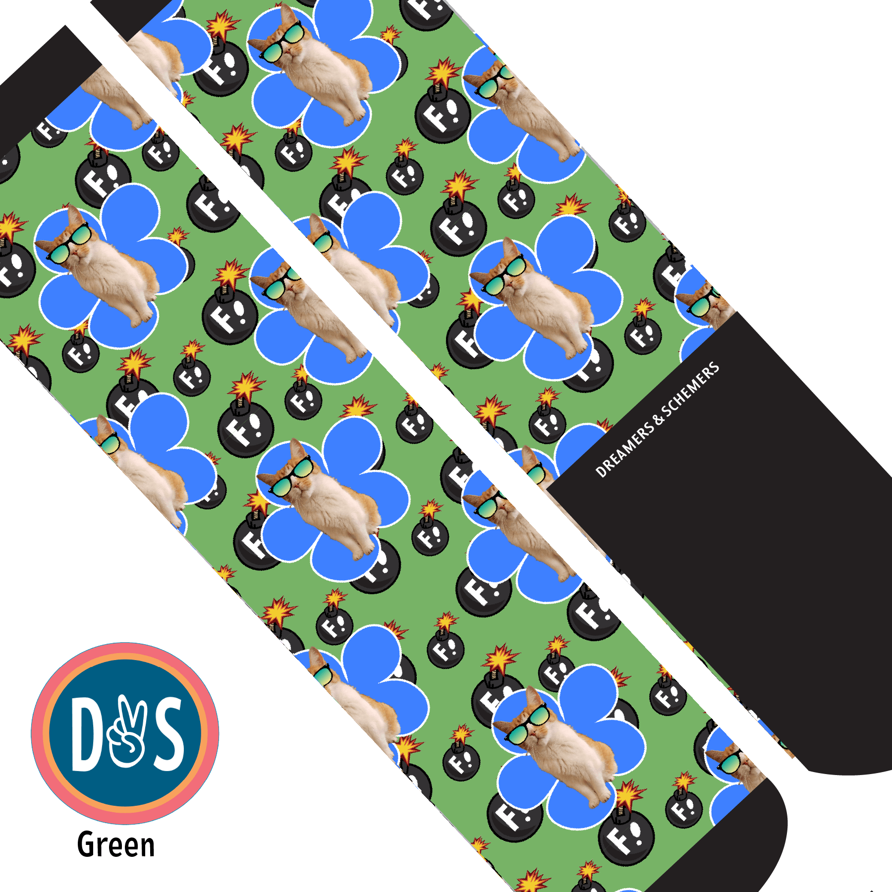 Custom AL Custom Socks Adult / Green Custom Flower with F Bombs Socks 1 Photo equestrian boot socks boot socks thin socks riding socks pattern socks tall socks funny socks knee high socks horse socks horse show socks