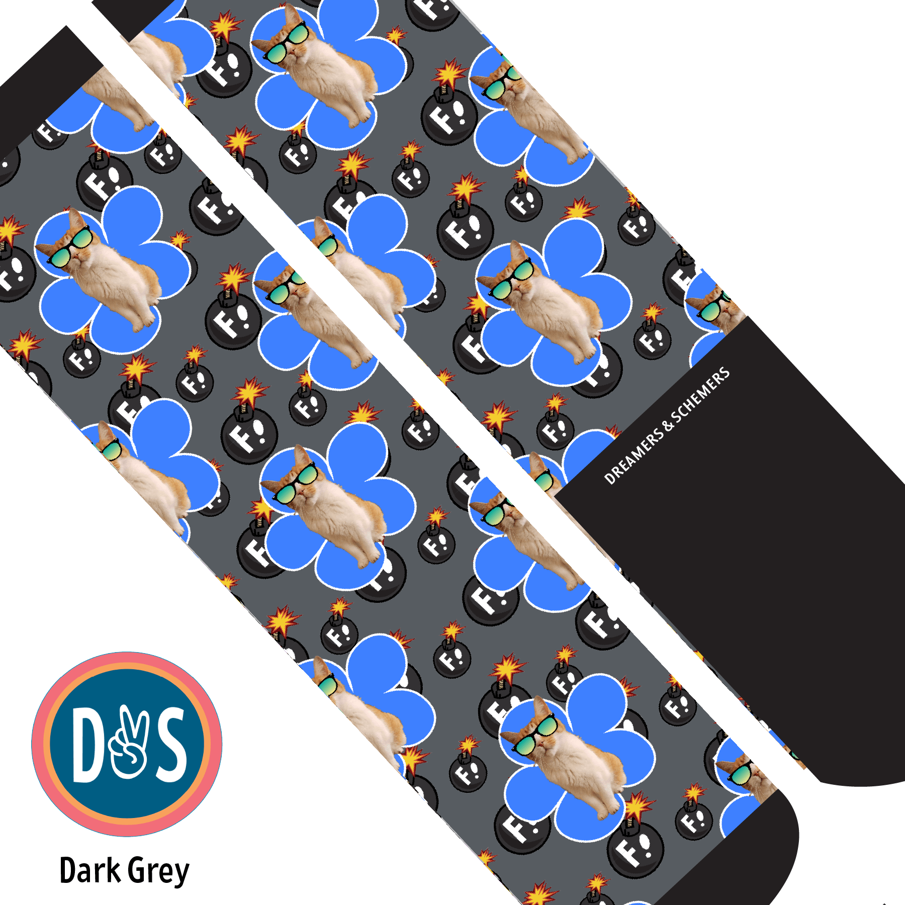 Custom AL Custom Socks Adult / Dark Grey Custom Flower with F Bombs Socks 1 Photo equestrian boot socks boot socks thin socks riding socks pattern socks tall socks funny socks knee high socks horse socks horse show socks
