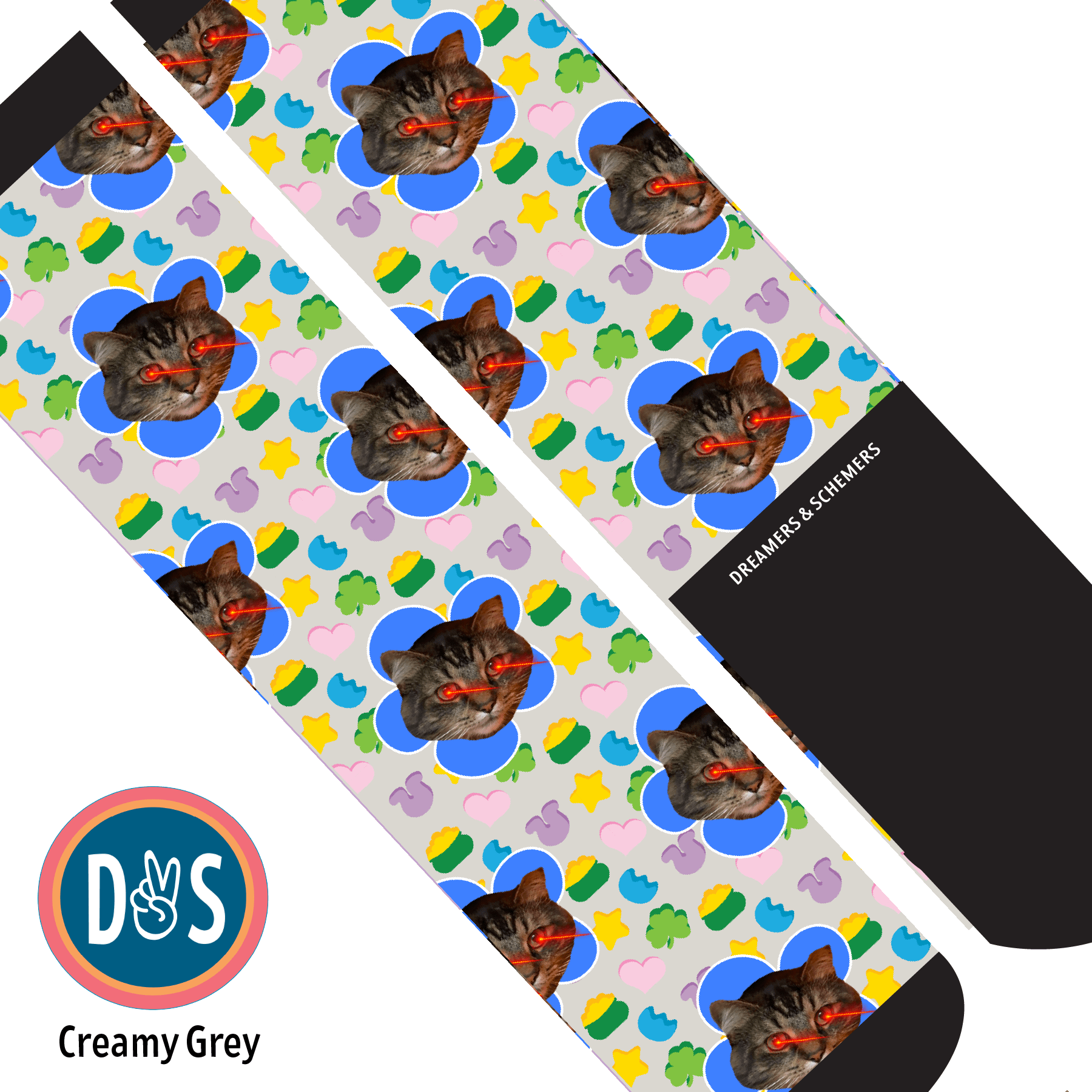 Custom AL Custom Socks Adult / Creamy Grey Custom Flower with Lucky Treats Socks 1 Photo equestrian boot socks boot socks thin socks riding socks pattern socks tall socks funny socks knee high socks horse socks horse show socks