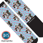 Custom AL Custom Socks Adult / Bright Light Blue Custom Flower with Pinky Petals Socks 1 Photo equestrian boot socks boot socks thin socks riding socks pattern socks tall socks funny socks knee high socks horse socks horse show socks
