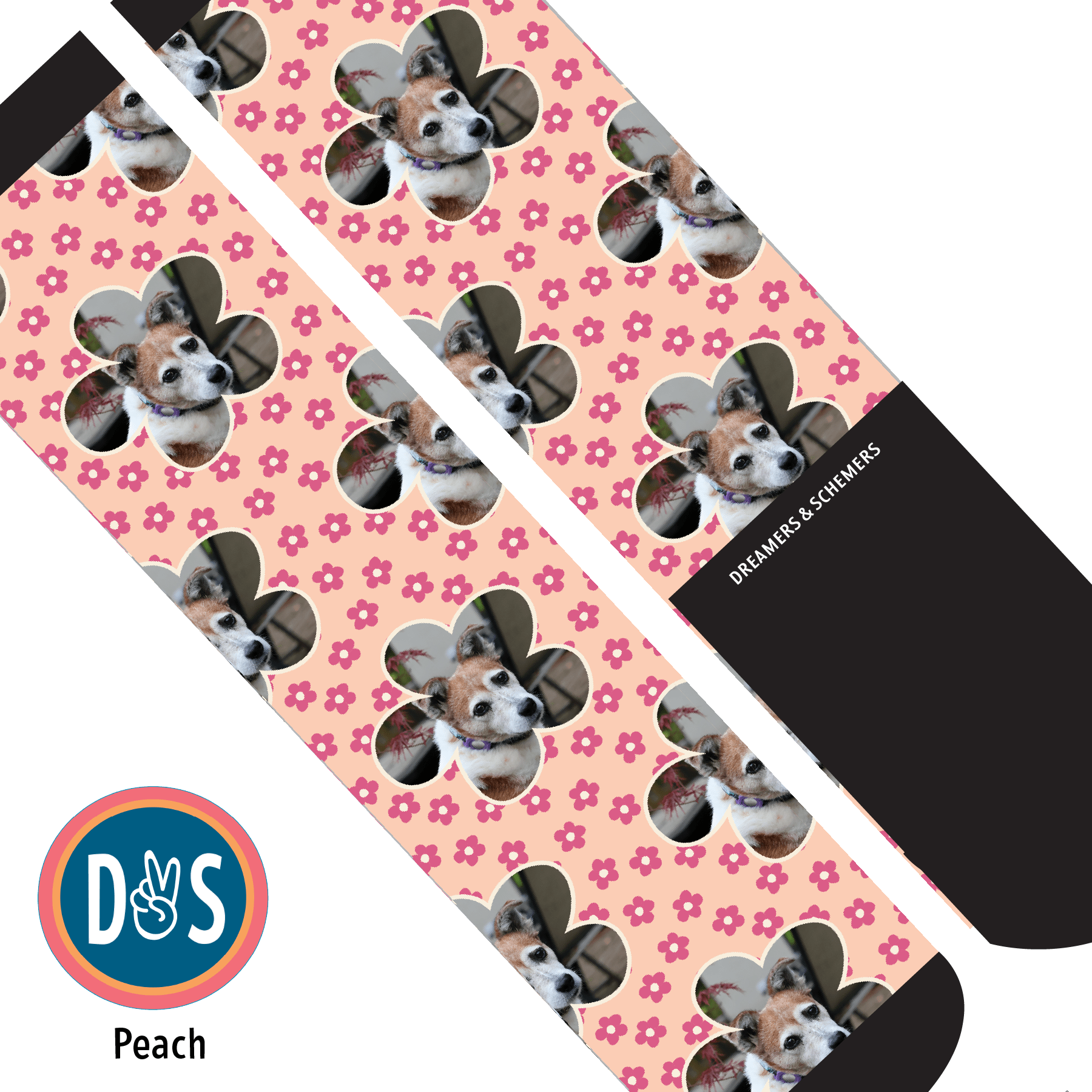 Custom AL Custom Socks Adult / Peach Custom Flower with Pinky Petals Socks 1 Photo equestrian boot socks boot socks thin socks riding socks pattern socks tall socks funny socks knee high socks horse socks horse show socks