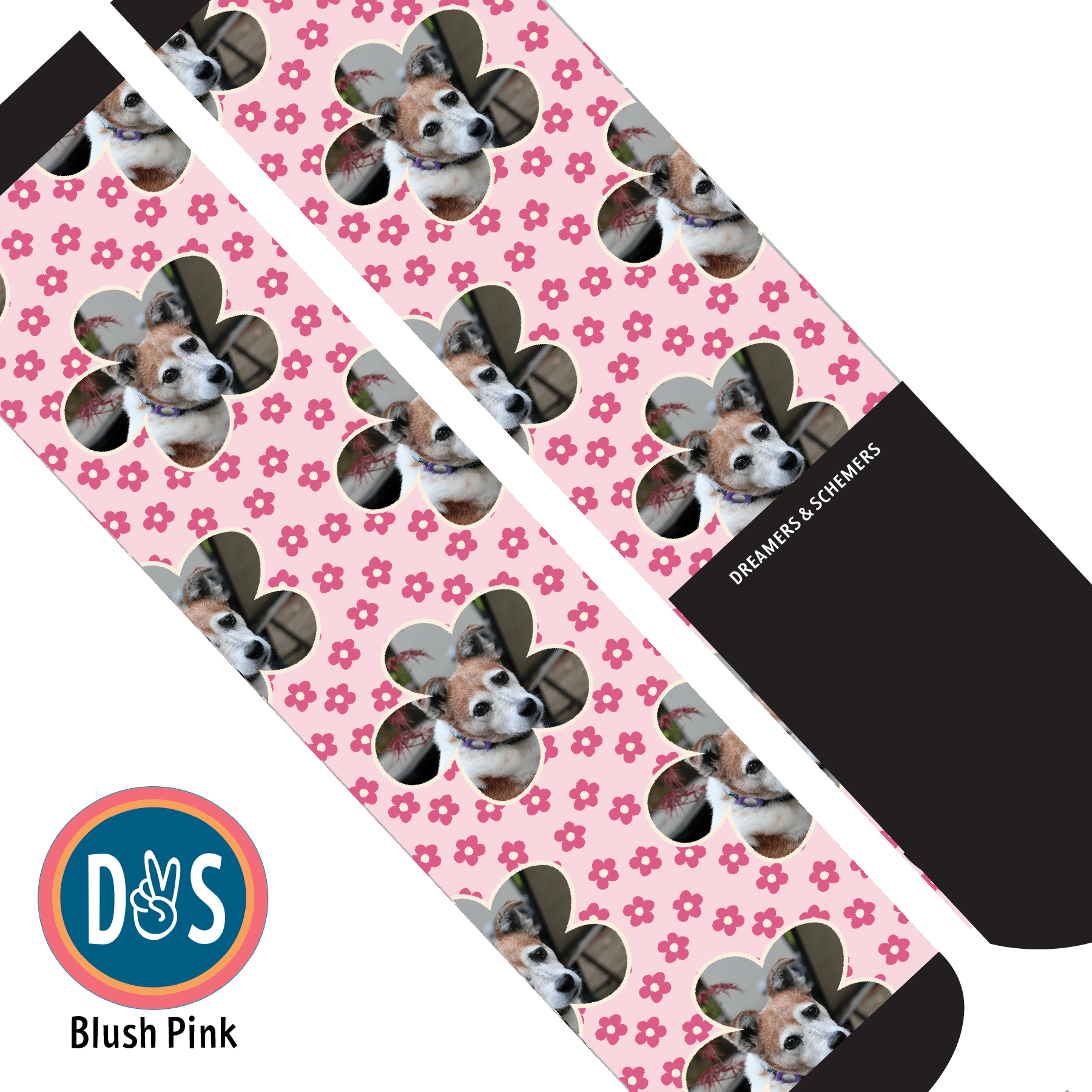 Custom AL Custom Socks Adult / Blush Pink Custom Flower with Pinky Petals Socks 1 Photo equestrian boot socks boot socks thin socks riding socks pattern socks tall socks funny socks knee high socks horse socks horse show socks