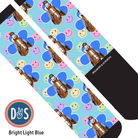 Custom AL Custom Socks Adult / Bright Light Blue Custom Flower with Smiley Vibes Socks 1 Photo equestrian boot socks boot socks thin socks riding socks pattern socks tall socks funny socks knee high socks horse socks horse show socks