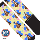 Custom AL Custom Socks Adult / Yellow Custom Flower with Smiley Vibes Socks 1 Photo equestrian boot socks boot socks thin socks riding socks pattern socks tall socks funny socks knee high socks horse socks horse show socks