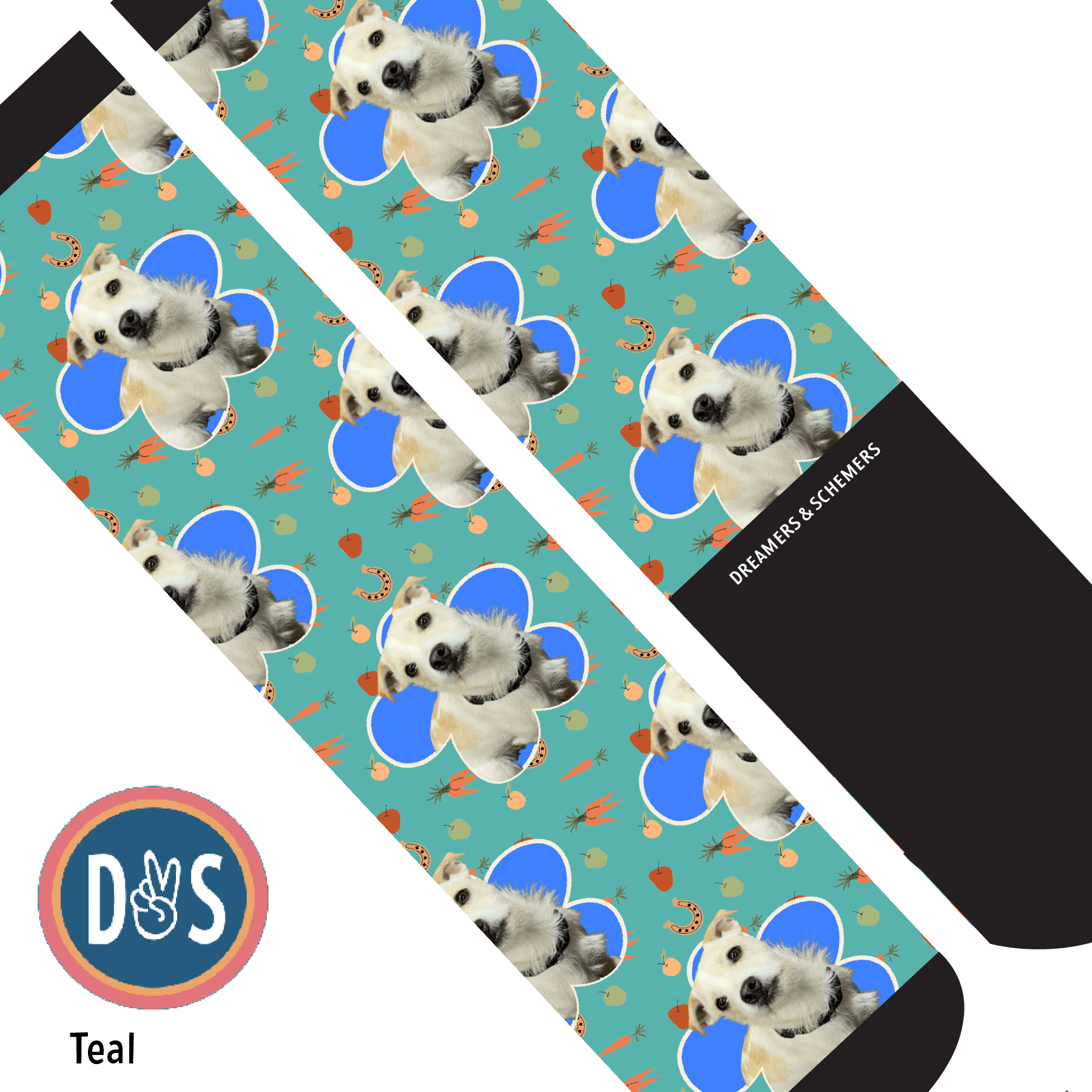 Custom AL Custom Socks Adult / Teal Custom Flower with Stable Snackies Socks 1 Photo equestrian boot socks boot socks thin socks riding socks pattern socks tall socks funny socks knee high socks horse socks horse show socks