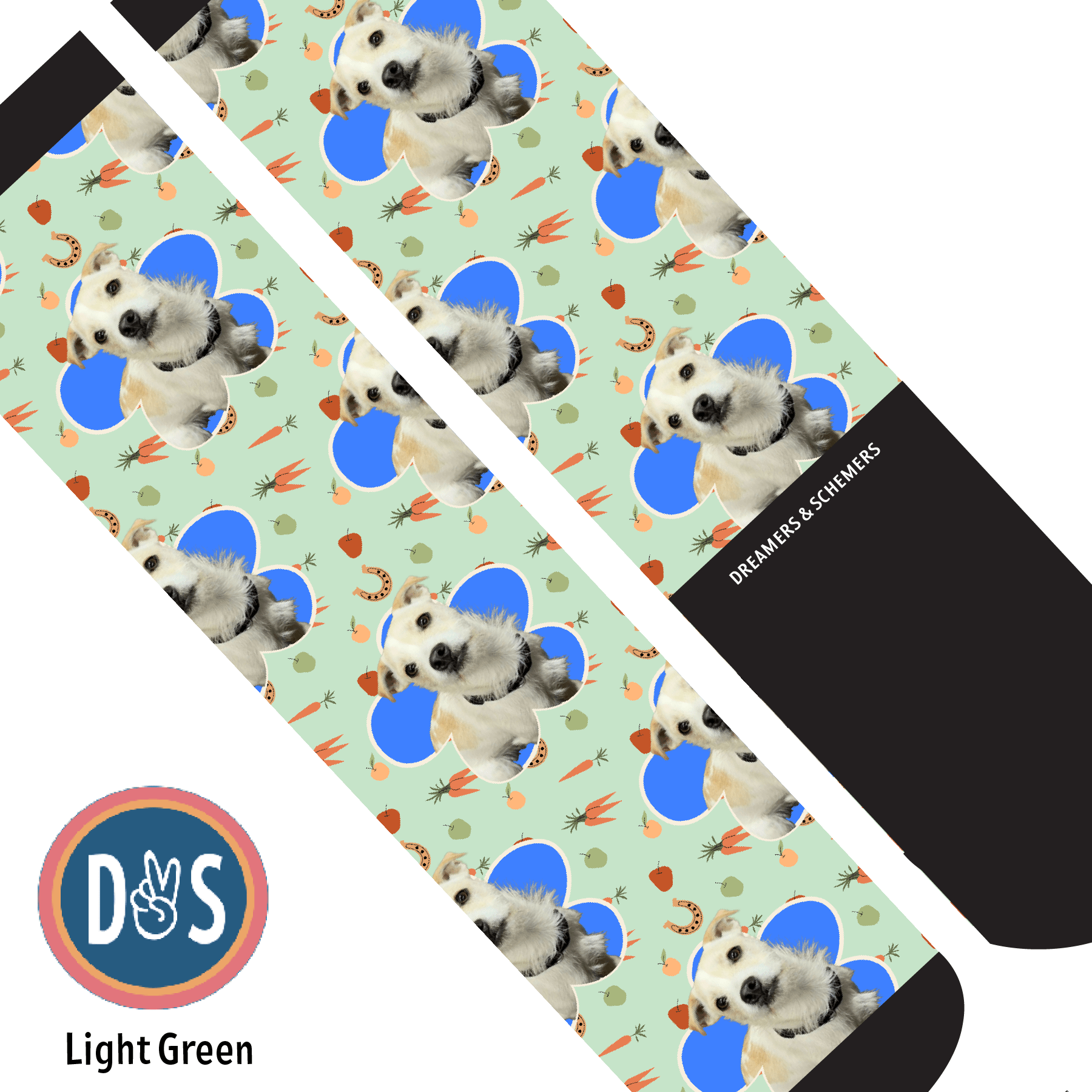 Custom AL Custom Socks Adult / Light Green Custom Flower with Stable Snackies Socks 1 Photo equestrian boot socks boot socks thin socks riding socks pattern socks tall socks funny socks knee high socks horse socks horse show socks