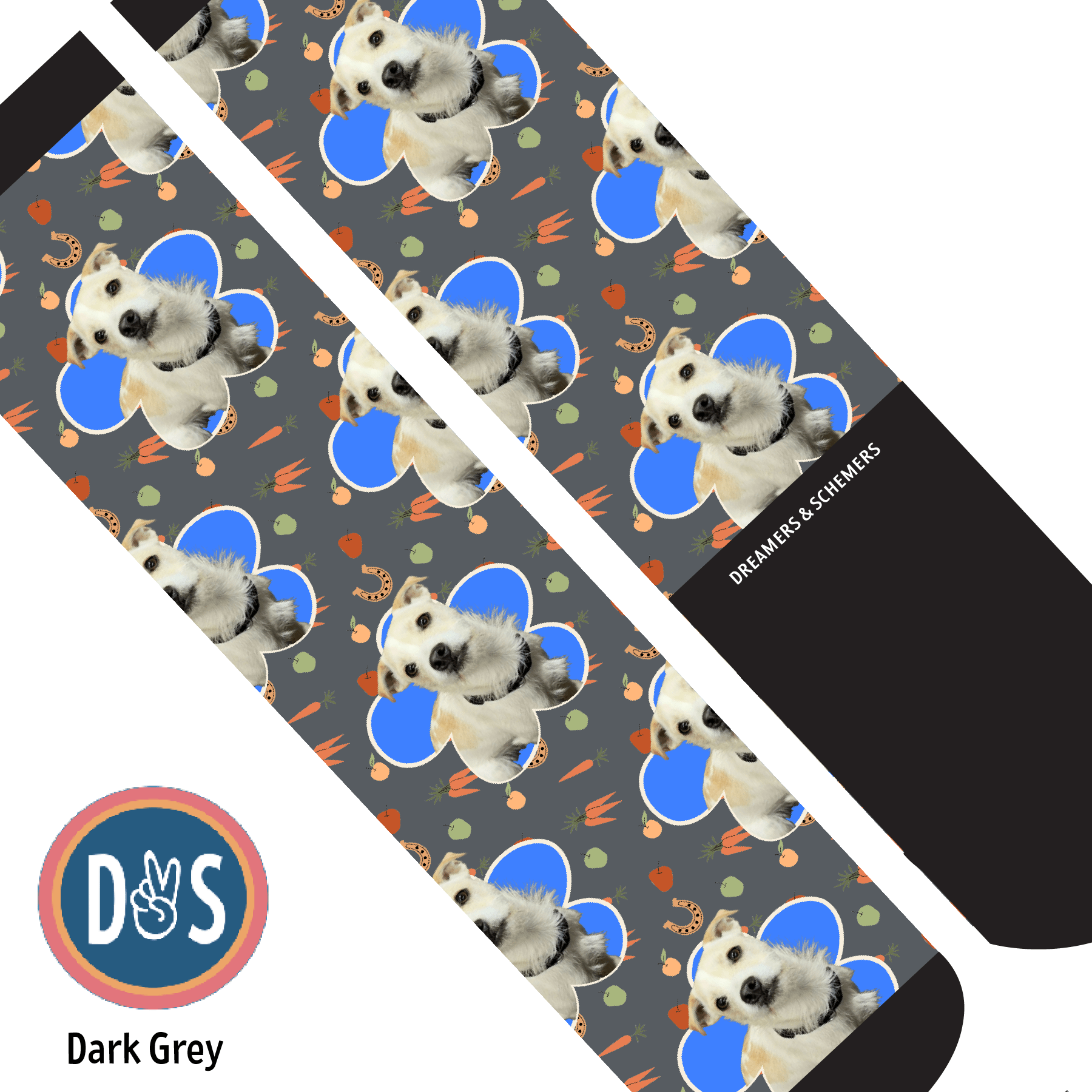 Custom AL Custom Socks Adult / Dark Grey Custom Flower with Stable Snackies Socks 1 Photo equestrian boot socks boot socks thin socks riding socks pattern socks tall socks funny socks knee high socks horse socks horse show socks