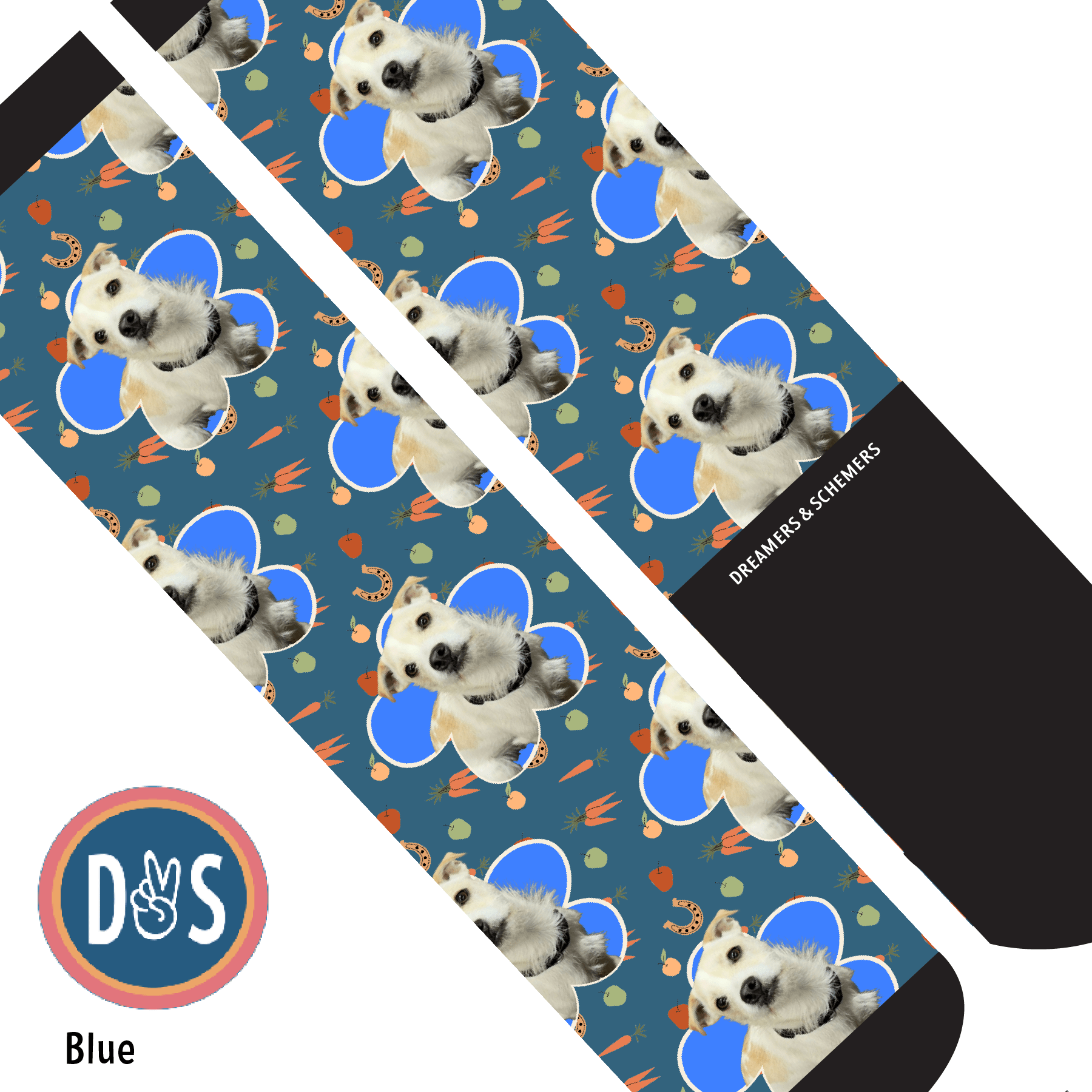 Custom AL Custom Socks Adult / Blue Custom Flower with Stable Snackies Socks 1 Photo equestrian boot socks boot socks thin socks riding socks pattern socks tall socks funny socks knee high socks horse socks horse show socks