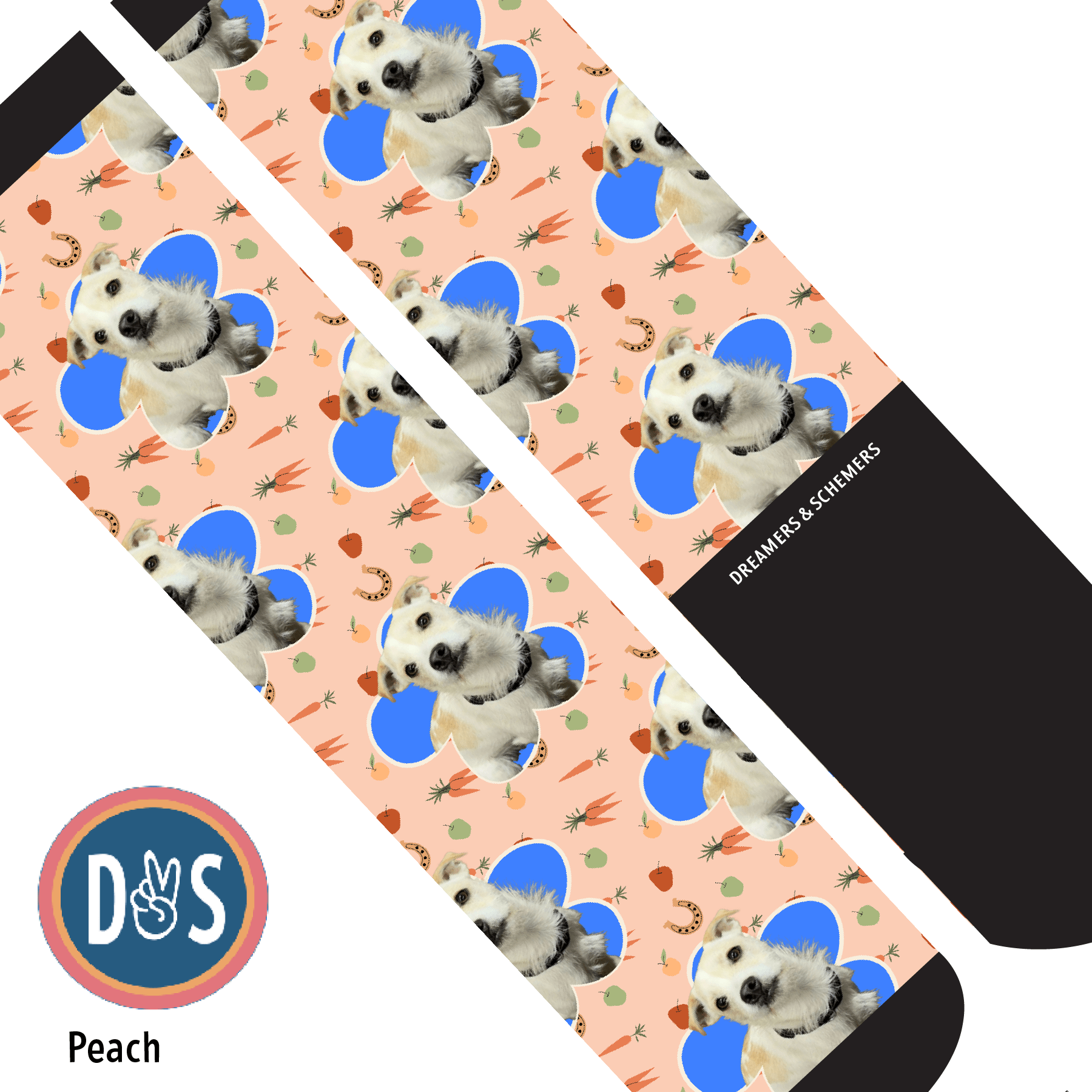 Custom AL Custom Socks Adult / Peach Custom Flower with Stable Snackies Socks 1 Photo equestrian boot socks boot socks thin socks riding socks pattern socks tall socks funny socks knee high socks horse socks horse show socks