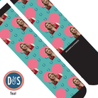Custom AL Custom Socks Adult / Teal Custom Heart with Blue Horseshoes Socks 1 Photo equestrian boot socks boot socks thin socks riding socks pattern socks tall socks funny socks knee high socks horse socks horse show socks
