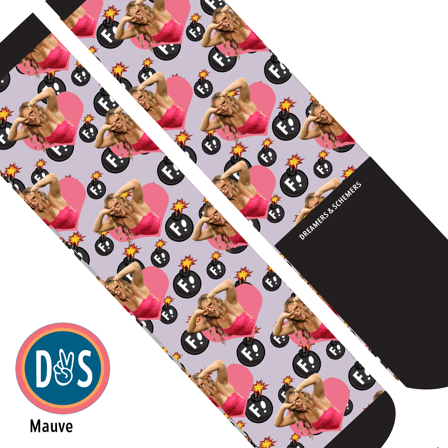 Custom AL Custom Socks Adult / Mauve Custom Heart with F Bombs Socks 1 Photo equestrian boot socks boot socks thin socks riding socks pattern socks tall socks funny socks knee high socks horse socks horse show socks