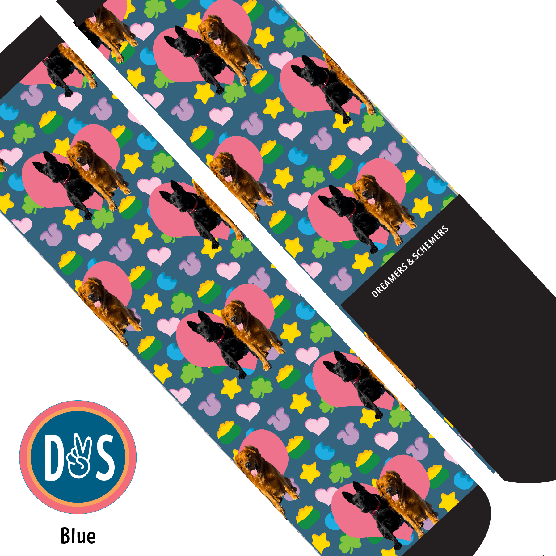 Custom AL Custom Socks Adult / Blue Custom Heart with Lucky Treats Socks 1 Photo equestrian boot socks boot socks thin socks riding socks pattern socks tall socks funny socks knee high socks horse socks horse show socks