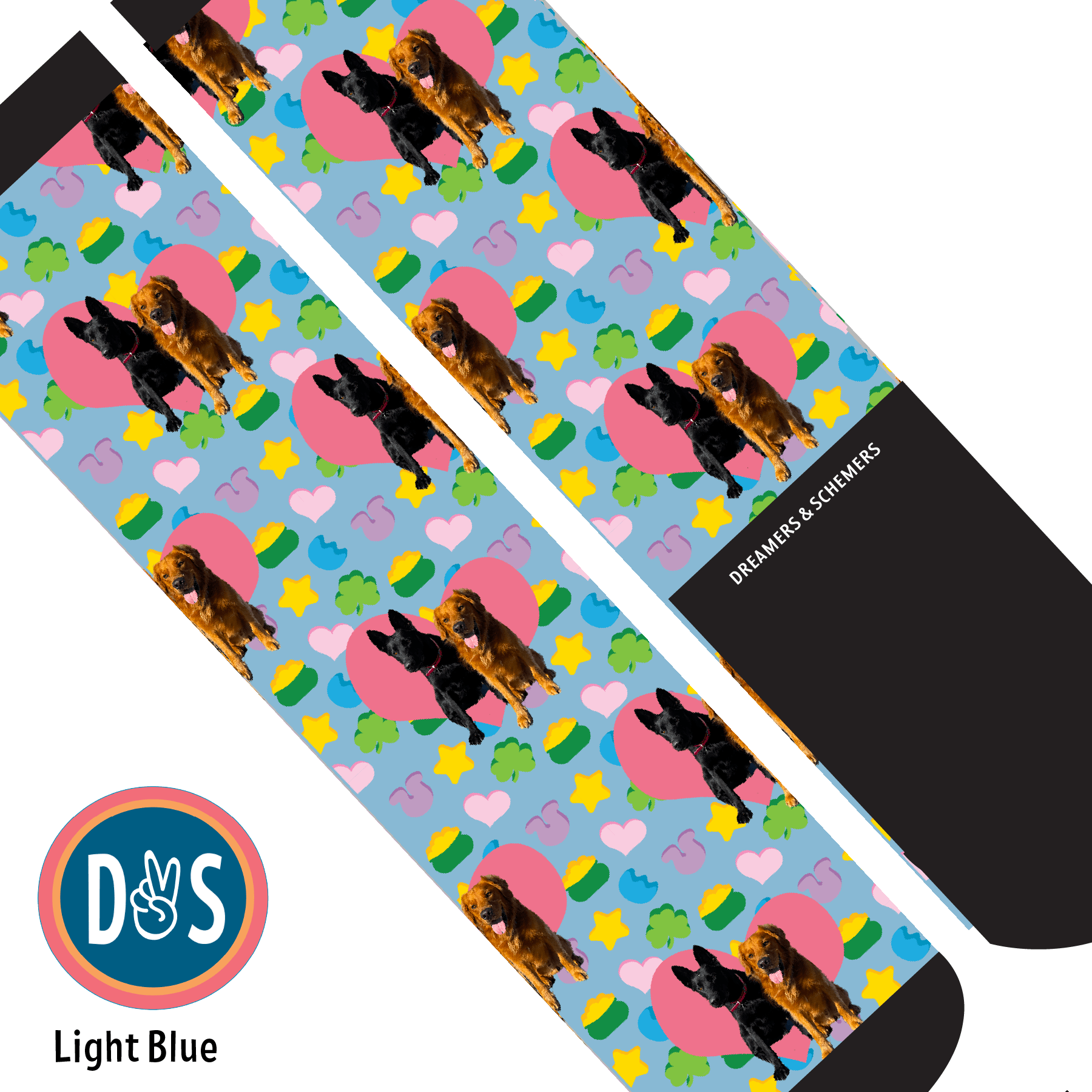 Custom AL Custom Socks Adult / Light Blue Custom Heart with Lucky Treats Socks 1 Photo equestrian boot socks boot socks thin socks riding socks pattern socks tall socks funny socks knee high socks horse socks horse show socks