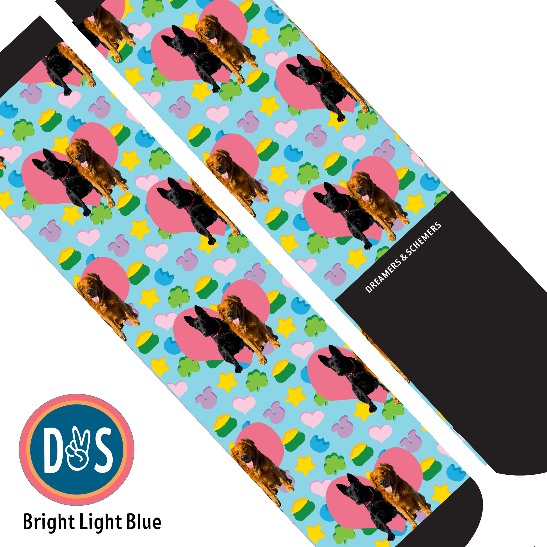Custom AL Custom Socks Adult / Bright Light Blue Custom Heart with Lucky Treats Socks 1 Photo equestrian boot socks boot socks thin socks riding socks pattern socks tall socks funny socks knee high socks horse socks horse show socks