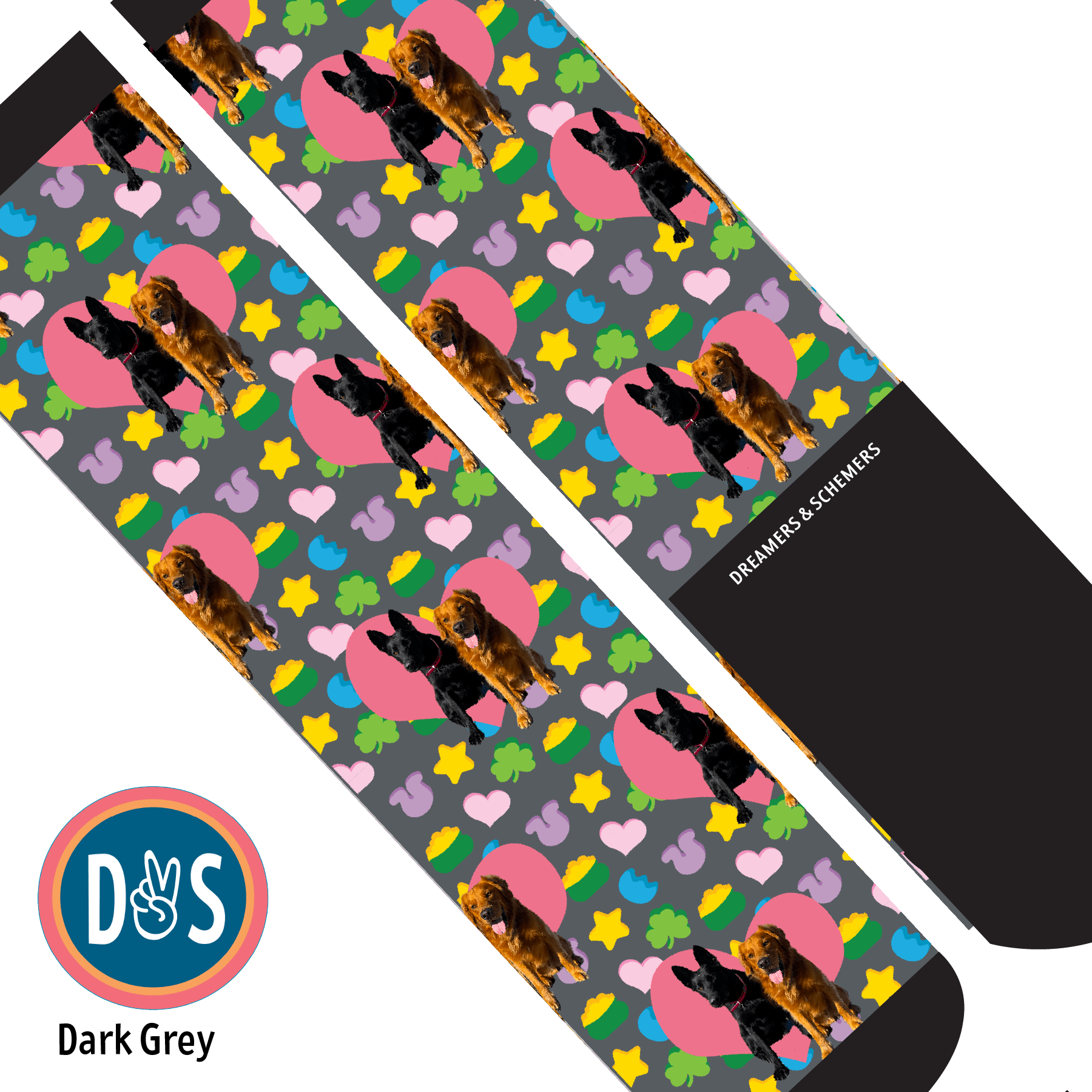 Custom AL Custom Socks Adult / Dark Grey Custom Heart with Lucky Treats Socks 1 Photo equestrian boot socks boot socks thin socks riding socks pattern socks tall socks funny socks knee high socks horse socks horse show socks