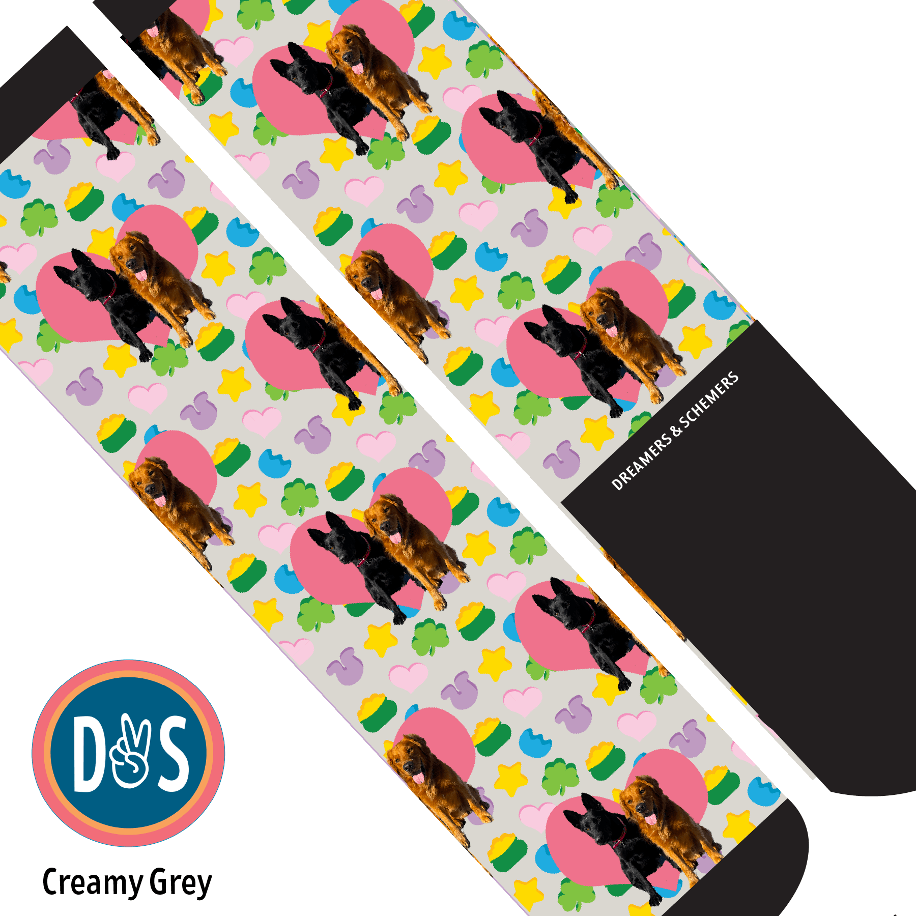 Custom AL Custom Socks Adult / Creamy Grey Custom Heart with Lucky Treats Socks 1 Photo equestrian boot socks boot socks thin socks riding socks pattern socks tall socks funny socks knee high socks horse socks horse show socks