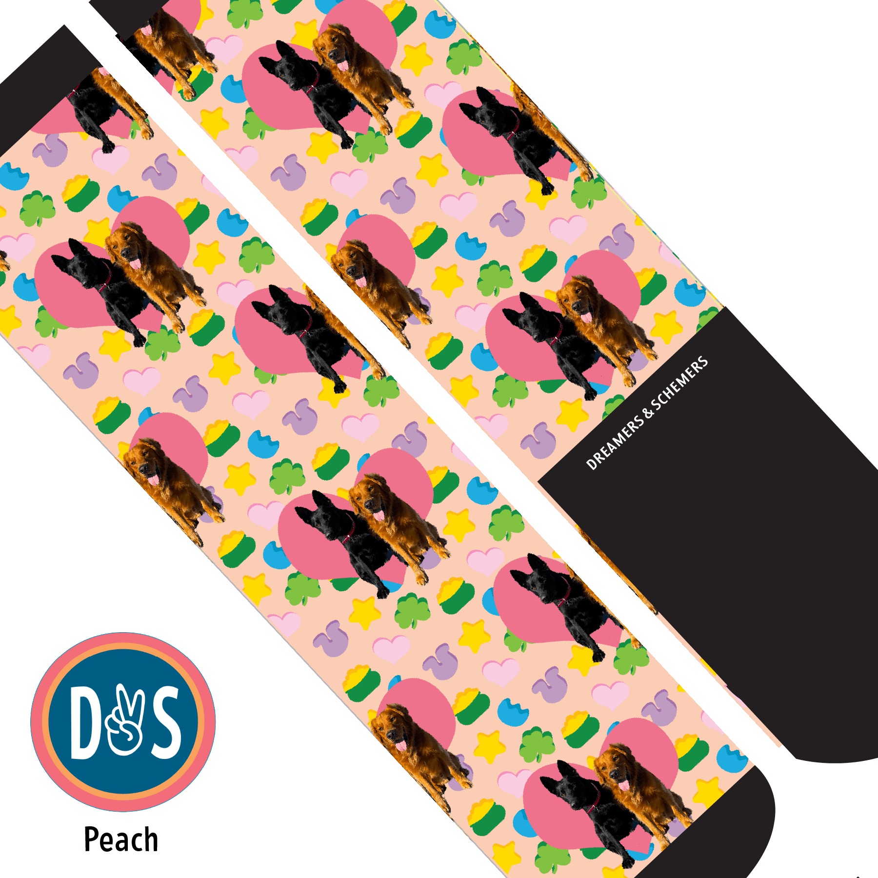 Custom AL Custom Socks Adult / Peach Custom Heart with Lucky Treats Socks 1 Photo equestrian boot socks boot socks thin socks riding socks pattern socks tall socks funny socks knee high socks horse socks horse show socks