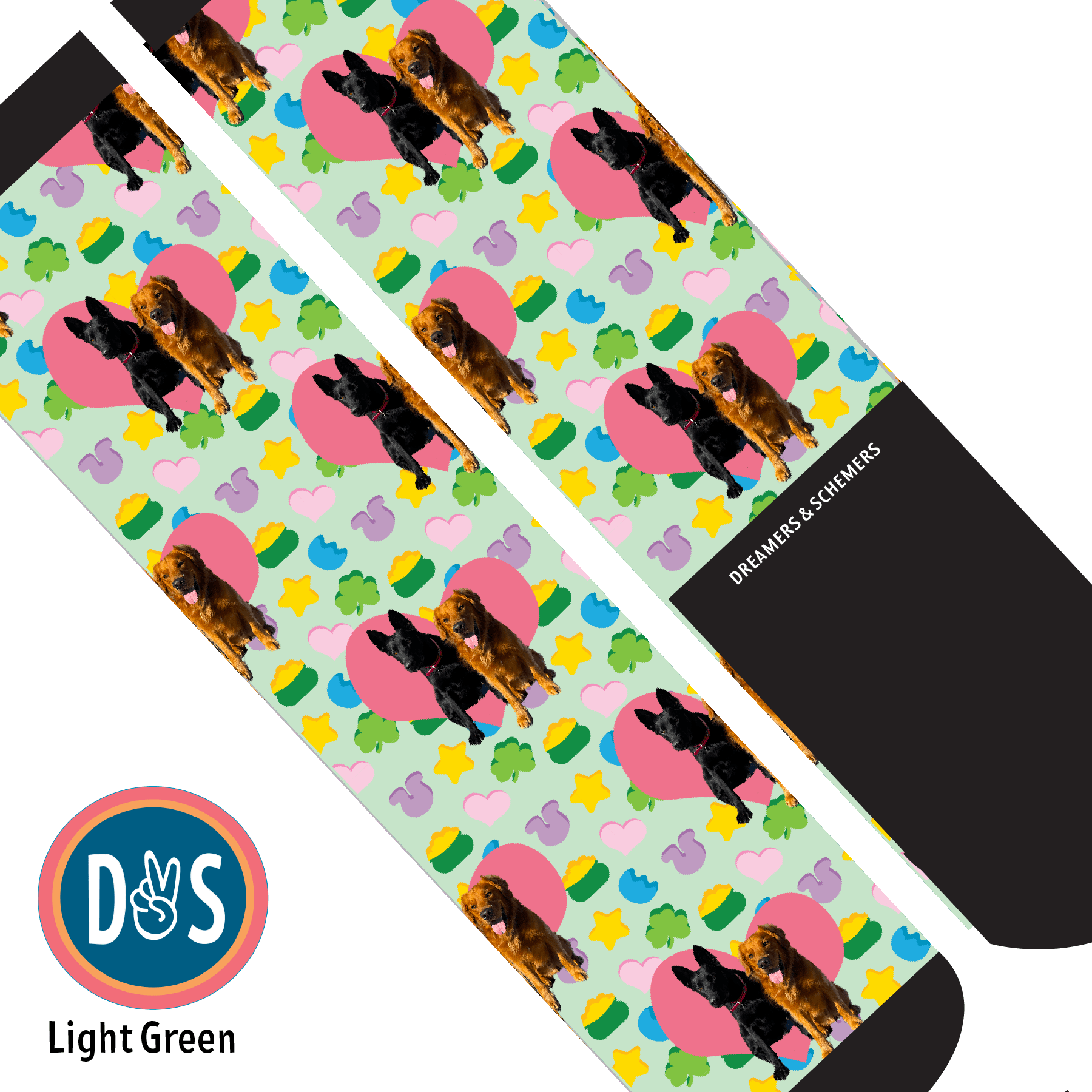 Custom AL Custom Socks Adult / Light Green Custom Heart with Lucky Treats Socks 1 Photo equestrian boot socks boot socks thin socks riding socks pattern socks tall socks funny socks knee high socks horse socks horse show socks