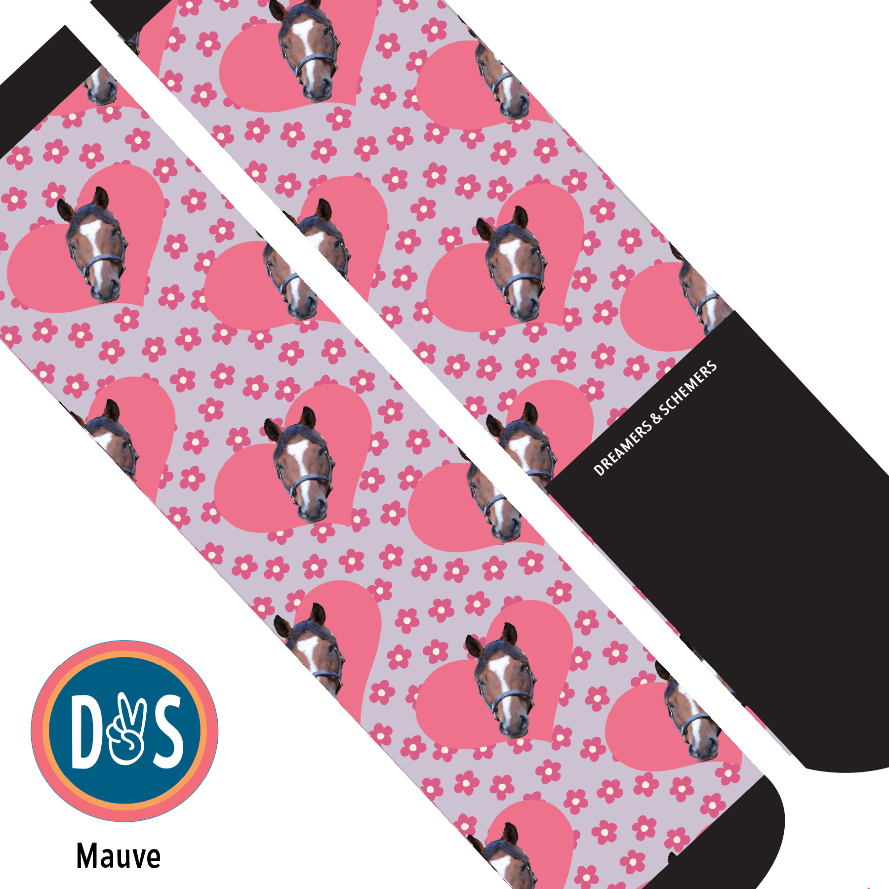Custom AL Custom Socks Adult / Mauve Custom Heart with Pinky Petals Socks 1 Photo equestrian boot socks boot socks thin socks riding socks pattern socks tall socks funny socks knee high socks horse socks horse show socks
