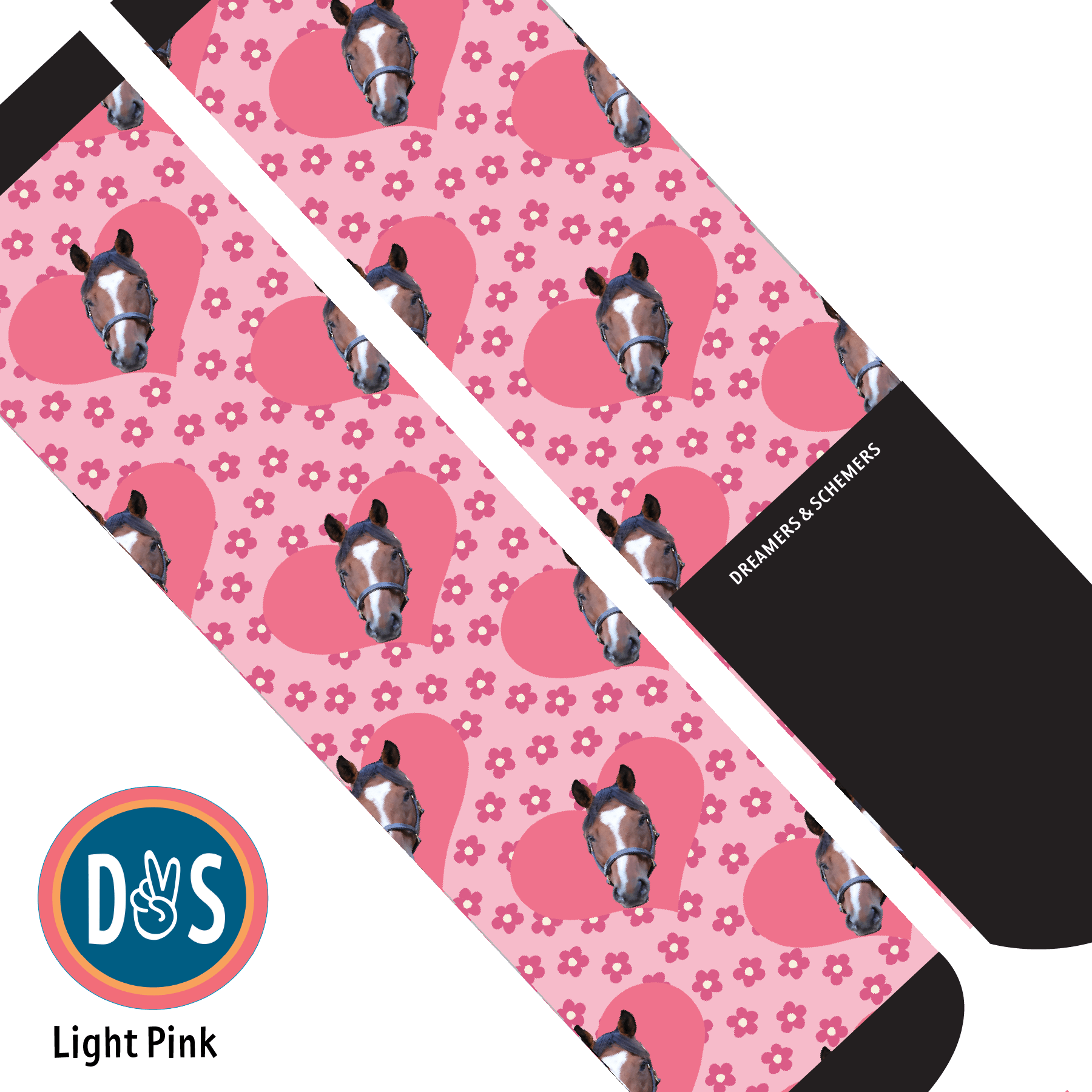 Custom AL Custom Socks Adult / Light Pink Custom Heart with Pinky Petals Socks 1 Photo equestrian boot socks boot socks thin socks riding socks pattern socks tall socks funny socks knee high socks horse socks horse show socks