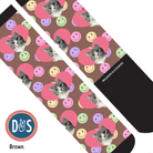Custom AL Custom Socks Adult / Brown Custom Heart with Smiley Vibes Socks 1 Photo equestrian boot socks boot socks thin socks riding socks pattern socks tall socks funny socks knee high socks horse socks horse show socks