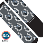 Custom AL Custom Socks Adult / Dark Grey Custom Horseshoe Socks 1 Photo equestrian boot socks boot socks thin socks riding socks pattern socks tall socks funny socks knee high socks horse socks horse show socks