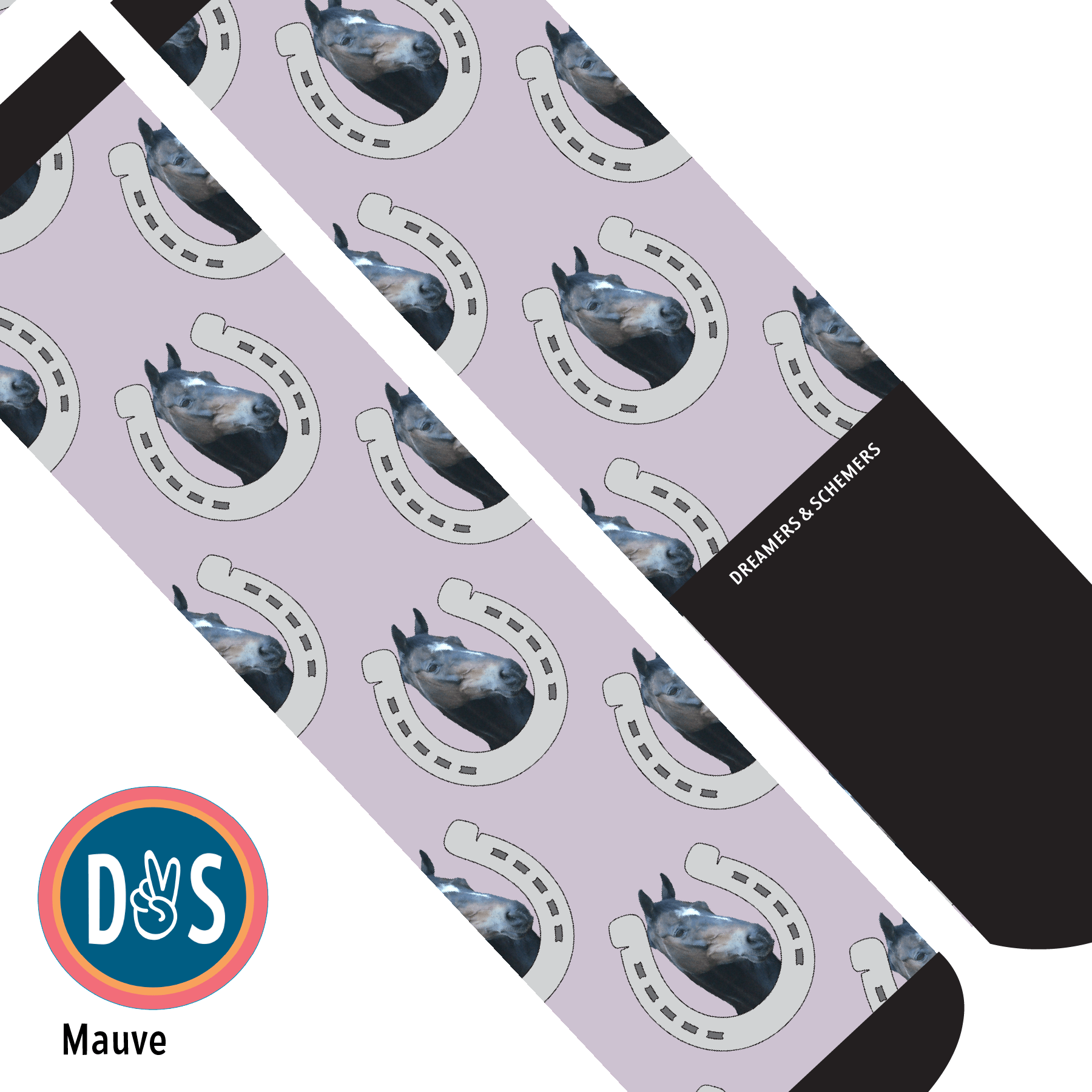 Custom AL Custom Socks Adult / Mauve Custom Horseshoe Socks 1 Photo equestrian boot socks boot socks thin socks riding socks pattern socks tall socks funny socks knee high socks horse socks horse show socks