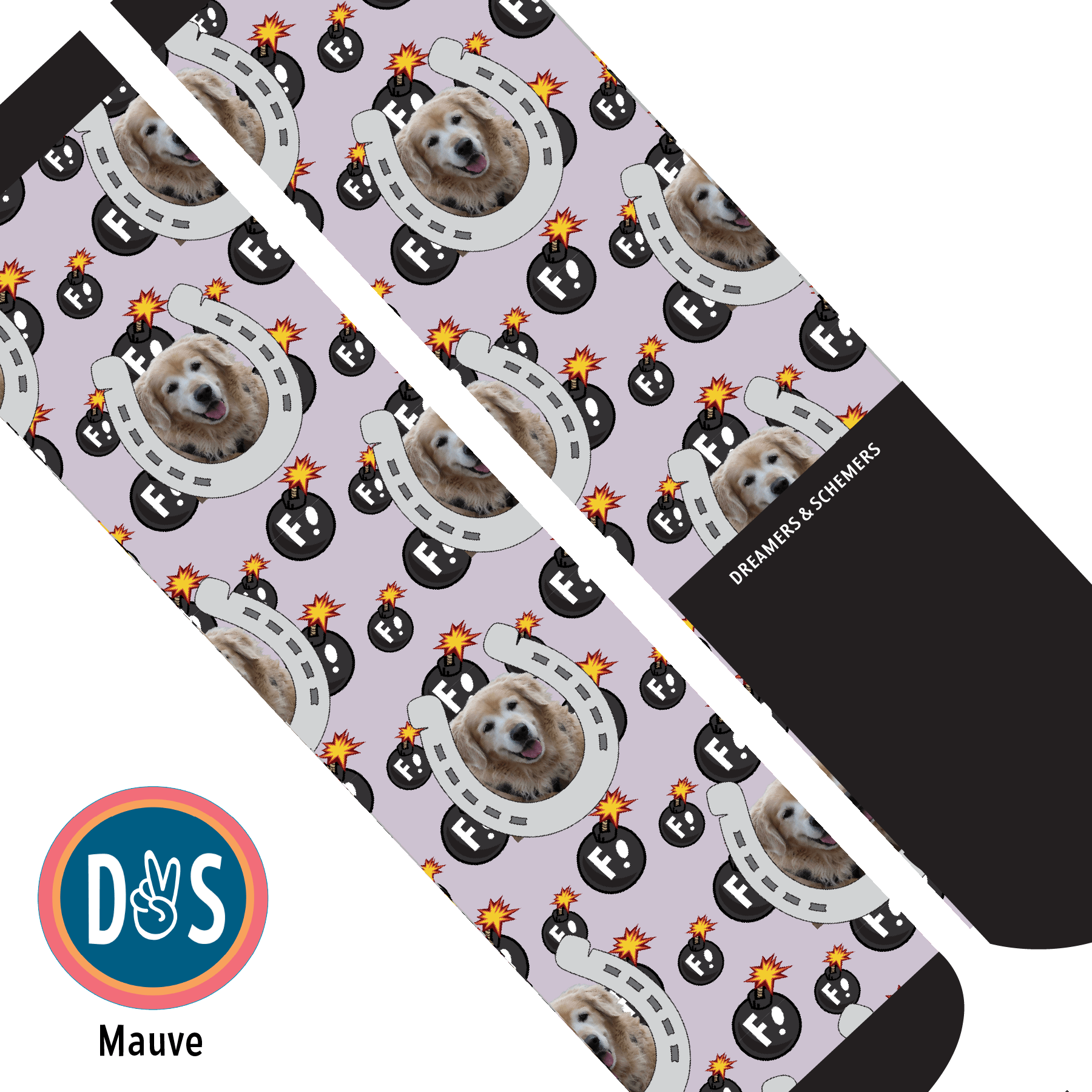 Custom AL Custom Socks Adult / Mauve Custom Horseshoe with F Bombs Socks 1 Photo equestrian boot socks boot socks thin socks riding socks pattern socks tall socks funny socks knee high socks horse socks horse show socks