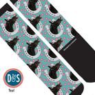 Custom AL Custom Socks Adult / Teal Custom Horseshoe with Pinky Petals Socks 1 Photo equestrian boot socks boot socks thin socks riding socks pattern socks tall socks funny socks knee high socks horse socks horse show socks
