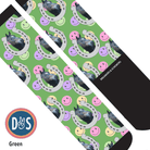 Custom AL Custom Socks Adult / Green Custom Horseshoe with Smiley Vibes Socks 1 Photo equestrian boot socks boot socks thin socks riding socks pattern socks tall socks funny socks knee high socks horse socks horse show socks