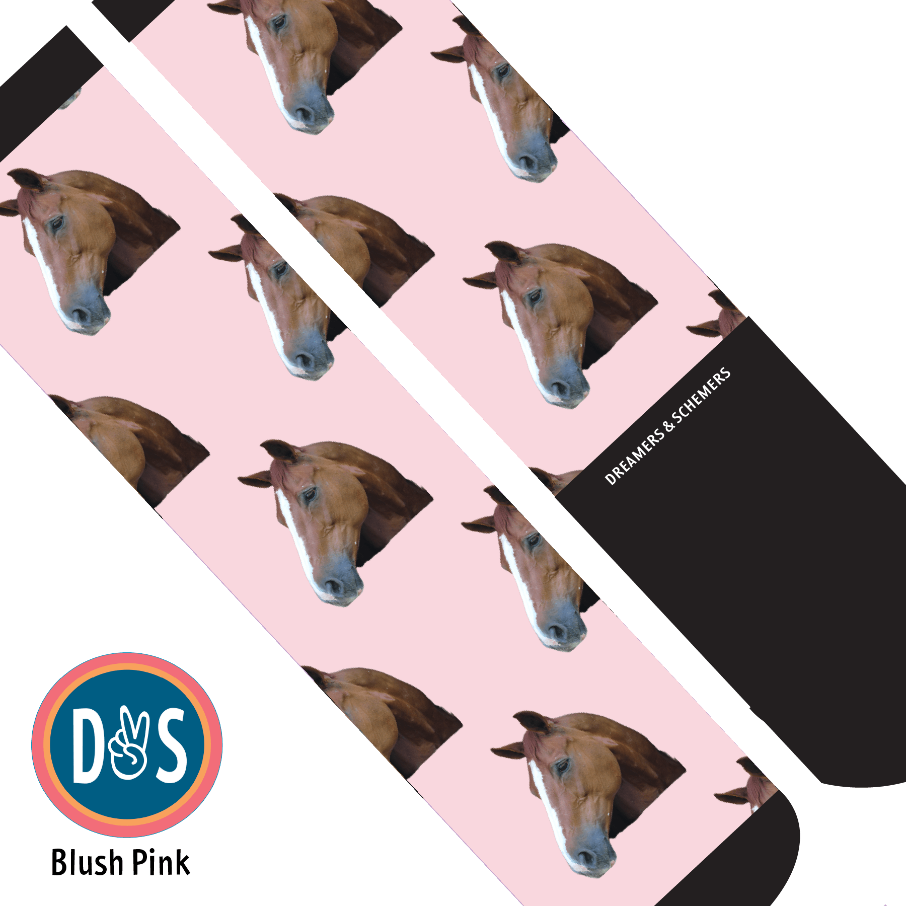 Custom AL Custom Socks Adult / Blush Pink Custom Solo Socks 1 Photo equestrian boot socks boot socks thin socks riding socks pattern socks tall socks funny socks knee high socks horse socks horse show socks