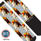 Custom AL Custom Socks Adult / Light Grey Custom Solo with Blue Horseshoes Socks 1 Photo equestrian boot socks boot socks thin socks riding socks pattern socks tall socks funny socks knee high socks horse socks horse show socks