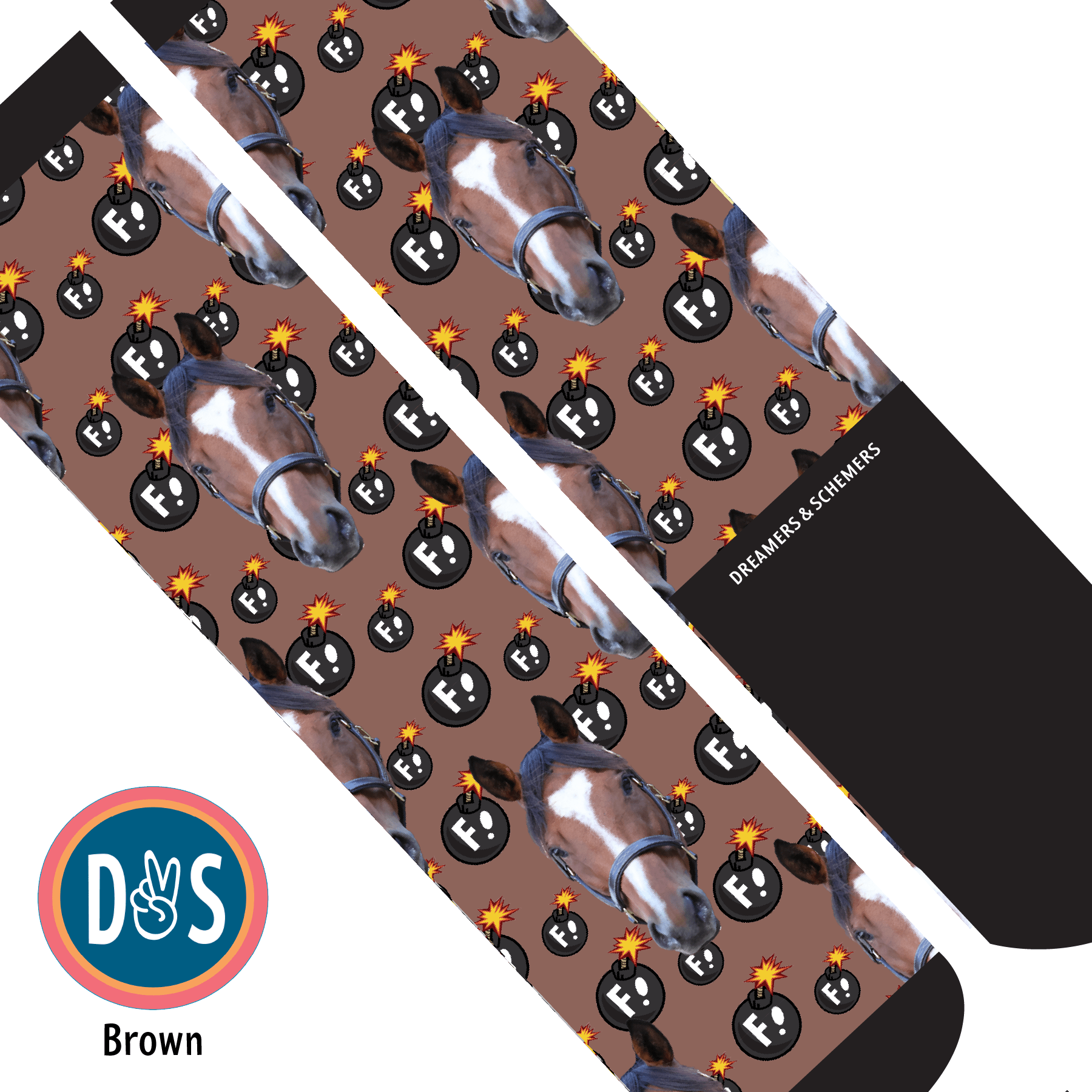 Custom AL Custom Socks Adult / Brown Custom Solo with F Bombs Socks 1 Photo equestrian boot socks boot socks thin socks riding socks pattern socks tall socks funny socks knee high socks horse socks horse show socks