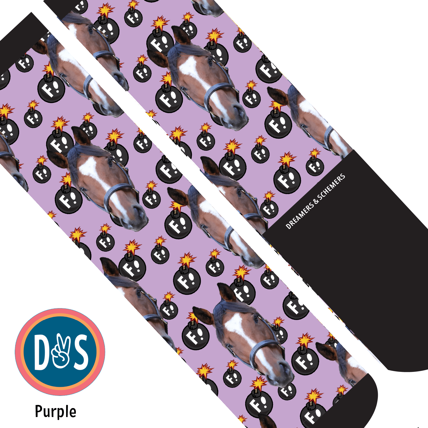 Custom AL Custom Socks Adult / Purple Custom Solo with F Bombs Socks 1 Photo equestrian boot socks boot socks thin socks riding socks pattern socks tall socks funny socks knee high socks horse socks horse show socks