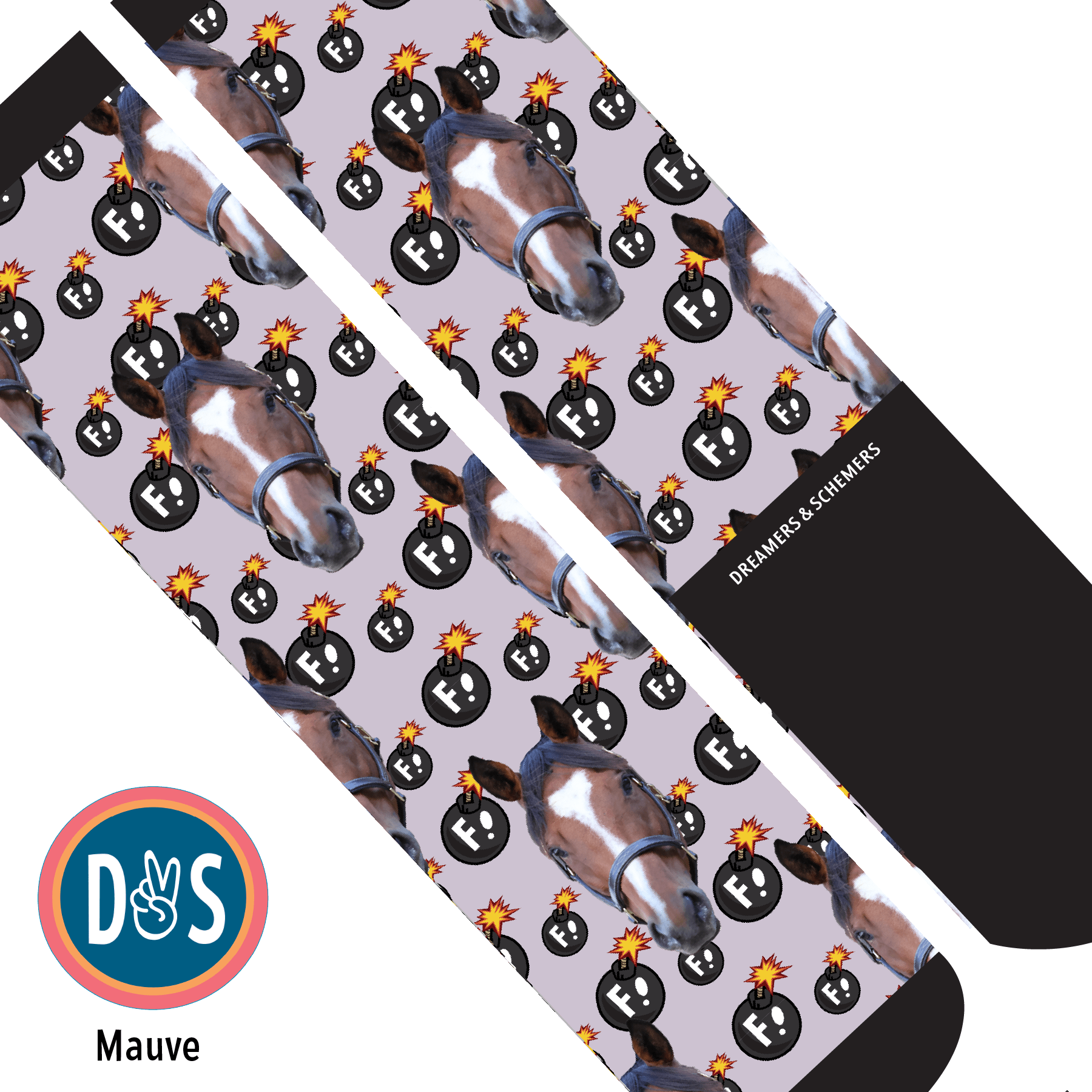 Custom AL Custom Socks Adult / Mauve Custom Solo with F Bombs Socks 1 Photo equestrian boot socks boot socks thin socks riding socks pattern socks tall socks funny socks knee high socks horse socks horse show socks