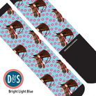 Custom AL Custom Socks Adult / Bright Light Blue Custom Solo with Pinky Petals Socks 1 Photo equestrian boot socks boot socks thin socks riding socks pattern socks tall socks funny socks knee high socks horse socks horse show socks