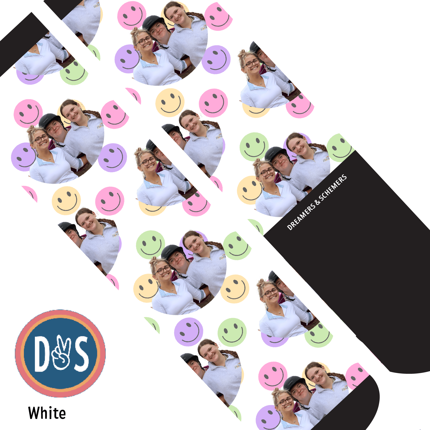 Custom AL Custom Socks Adult / White Custom Solo with Smiley Vibes Socks 1 Photo equestrian boot socks boot socks thin socks riding socks pattern socks tall socks funny socks knee high socks horse socks horse show socks
