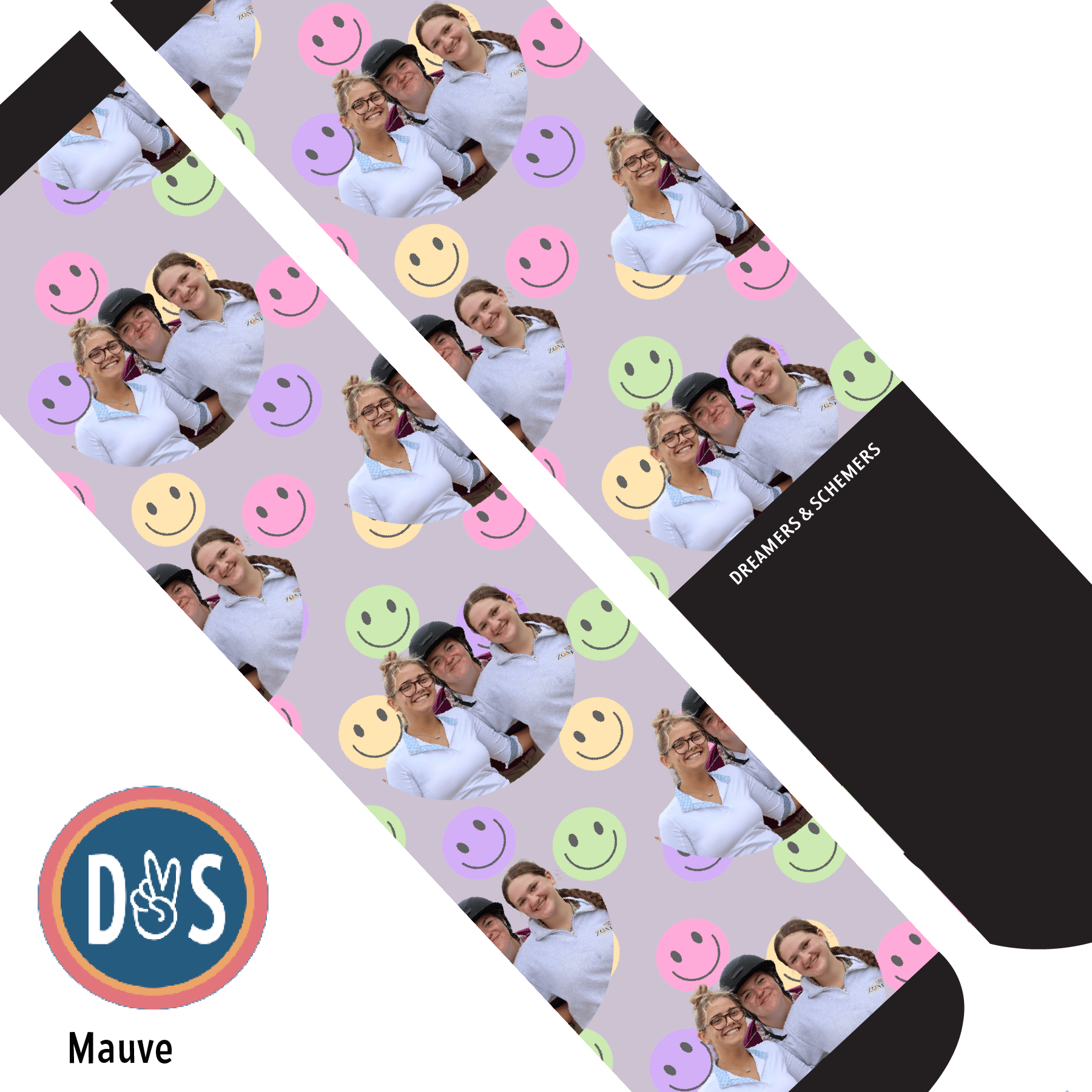 Custom AL Custom Socks Adult / Mauve Custom Solo with Smiley Vibes Socks 1 Photo equestrian boot socks boot socks thin socks riding socks pattern socks tall socks funny socks knee high socks horse socks horse show socks
