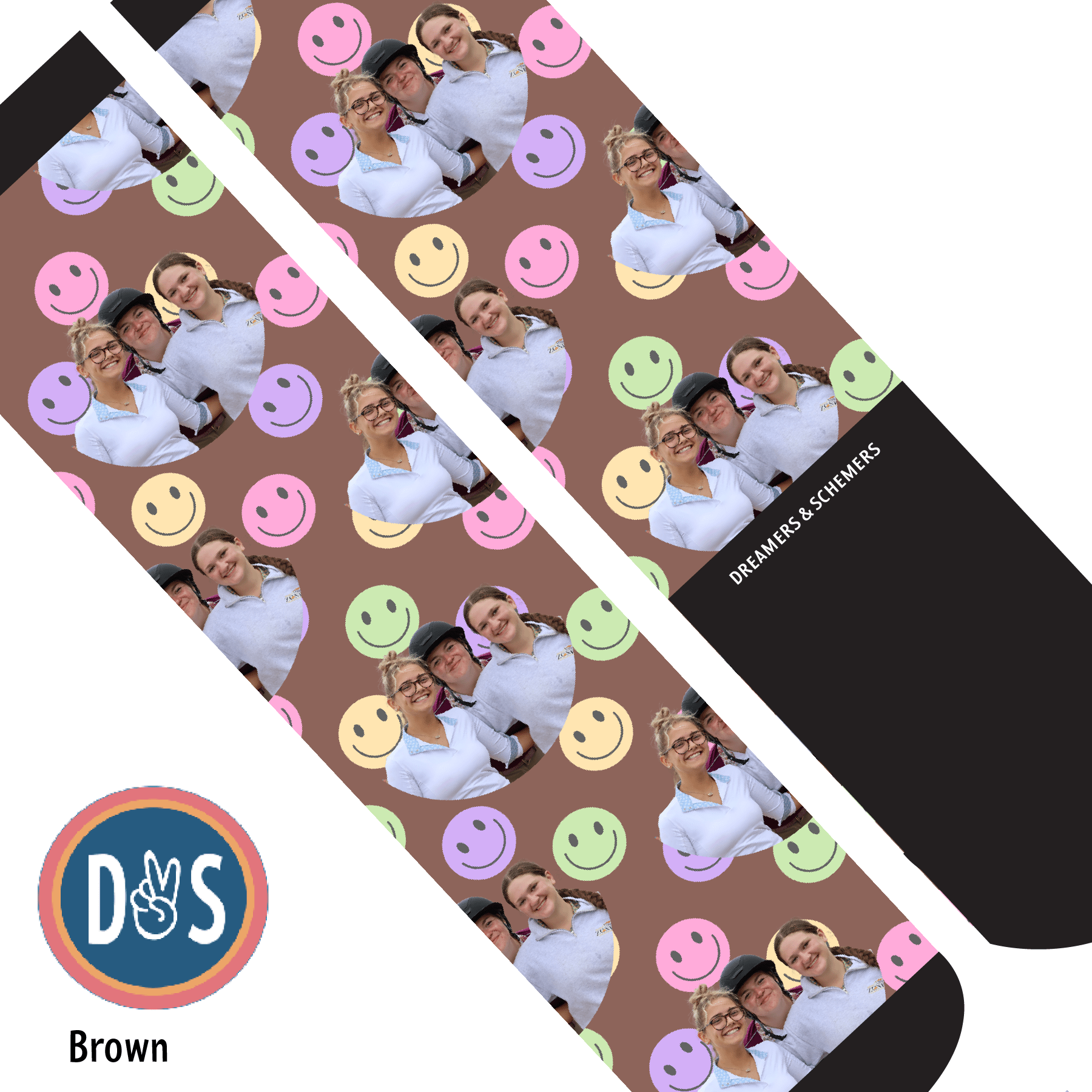 Custom AL Custom Socks Adult / Brown Custom Solo with Smiley Vibes Socks 1 Photo equestrian boot socks boot socks thin socks riding socks pattern socks tall socks funny socks knee high socks horse socks horse show socks