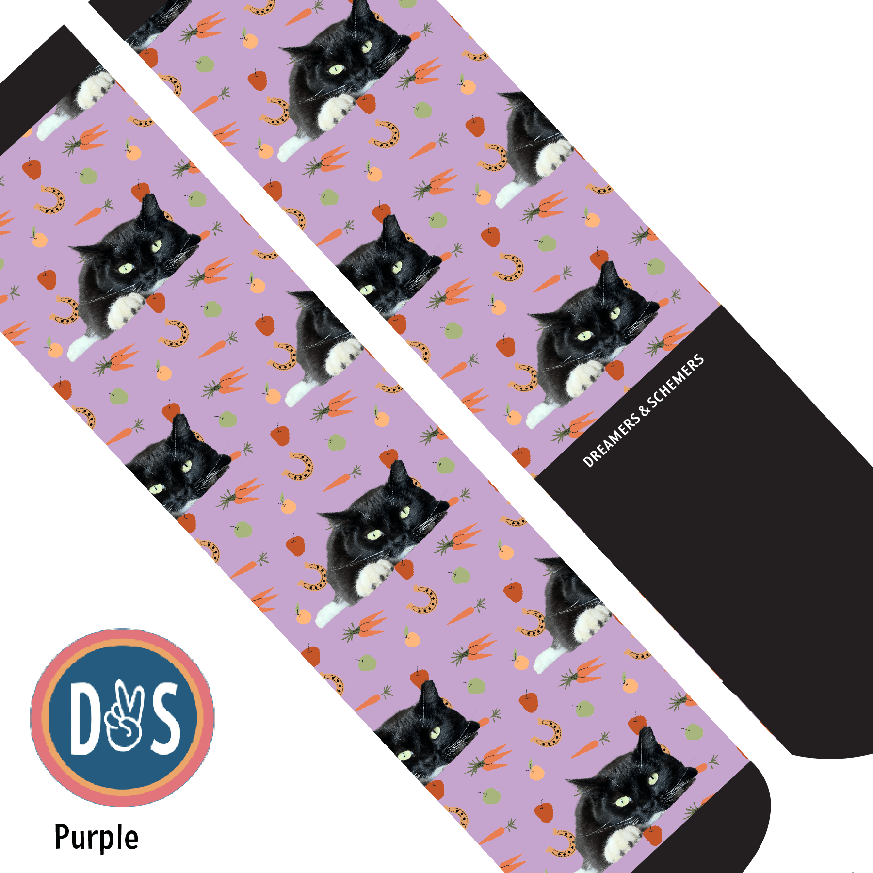 Custom AL Custom Socks Adult / Purple Custom Solo with Stable Snackies Socks 1 Photo equestrian boot socks boot socks thin socks riding socks pattern socks tall socks funny socks knee high socks horse socks horse show socks