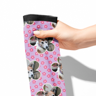 Custom Flower with Pinky Petals Socks featuring personalized pet photo on pink floral pattern