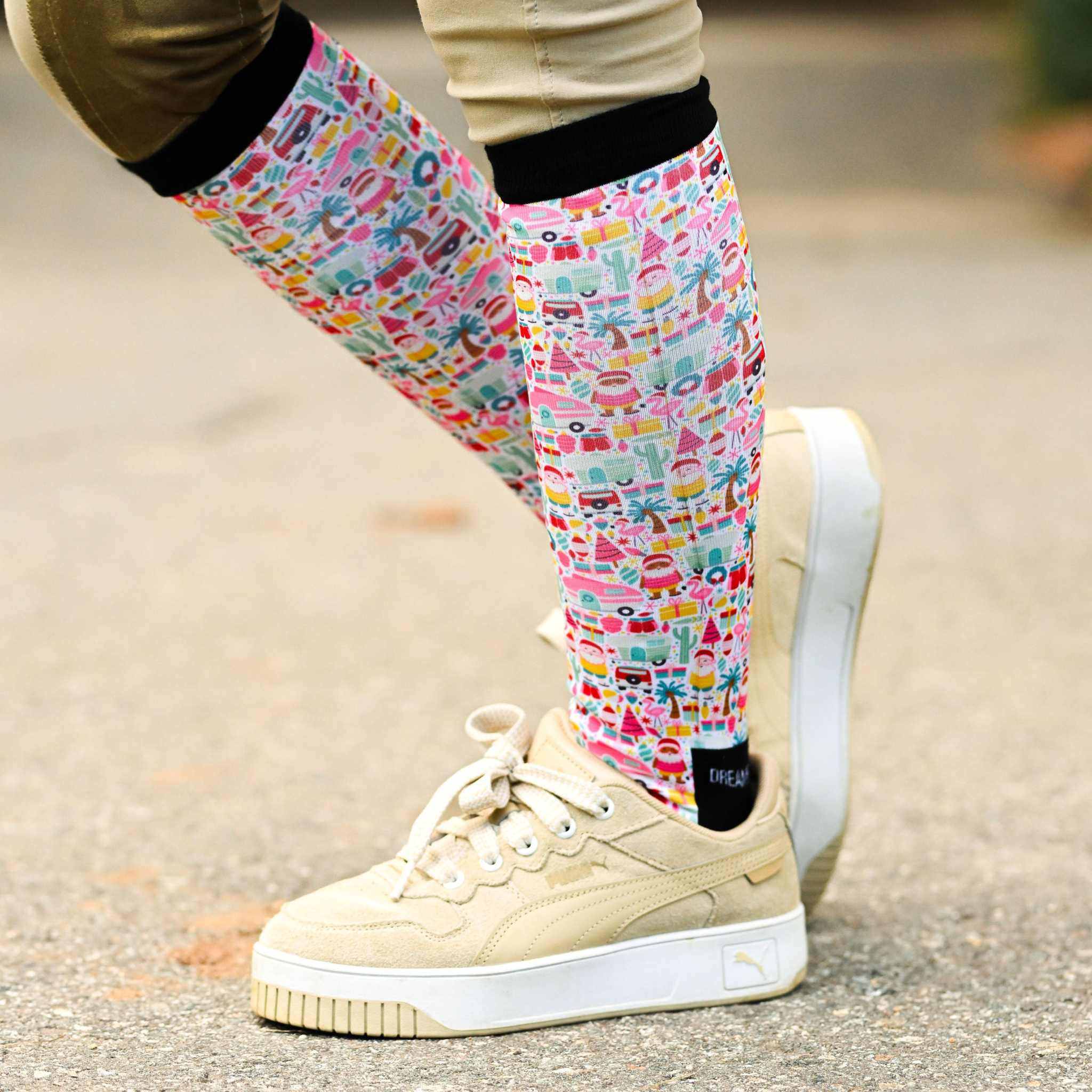 dreamers & schemers Pair & A Spare Deck the Palms Pair & A Spare Socks equestrian boot socks boot socks thin socks riding socks pattern socks tall socks funny socks knee high socks horse socks horse show socks