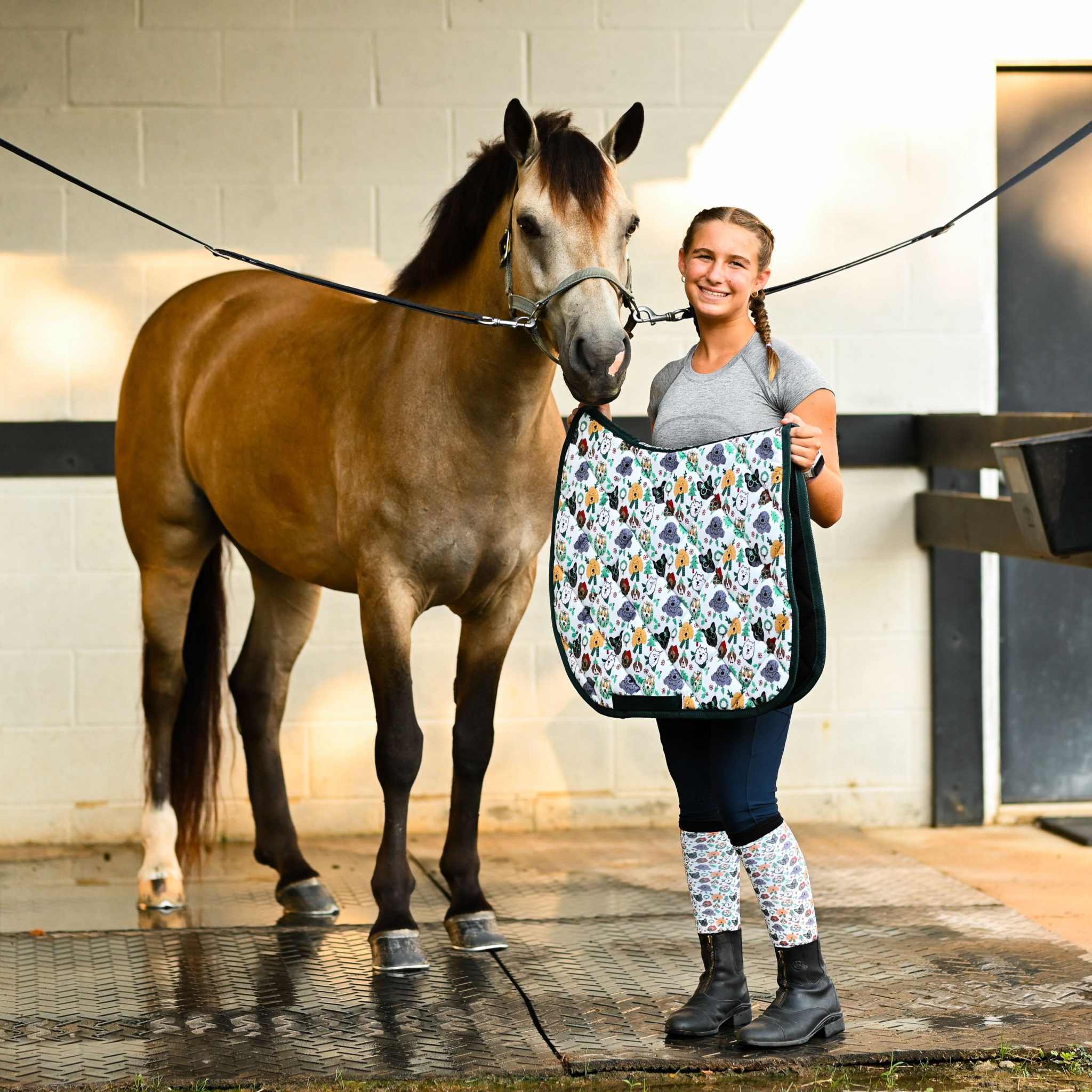 dreamers & schemers Saddle Pad Deck the Paws Saddle Pad equestrian boot socks boot socks thin socks riding socks pattern socks tall socks funny socks knee high socks horse socks horse show socks