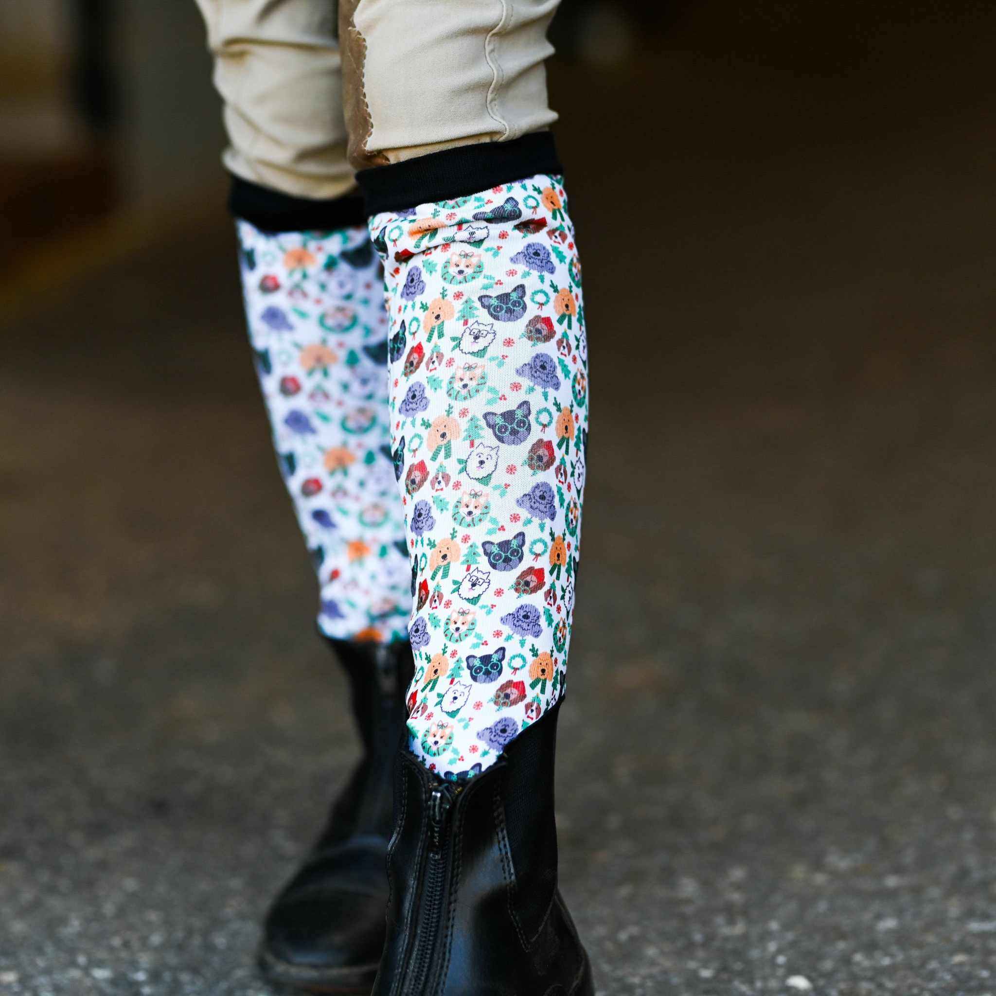 dreamers & schemers Youth Deck the Paws Youth Pair & A Spare Socks equestrian boot socks boot socks thin socks riding socks pattern socks tall socks funny socks knee high socks horse socks horse show socks