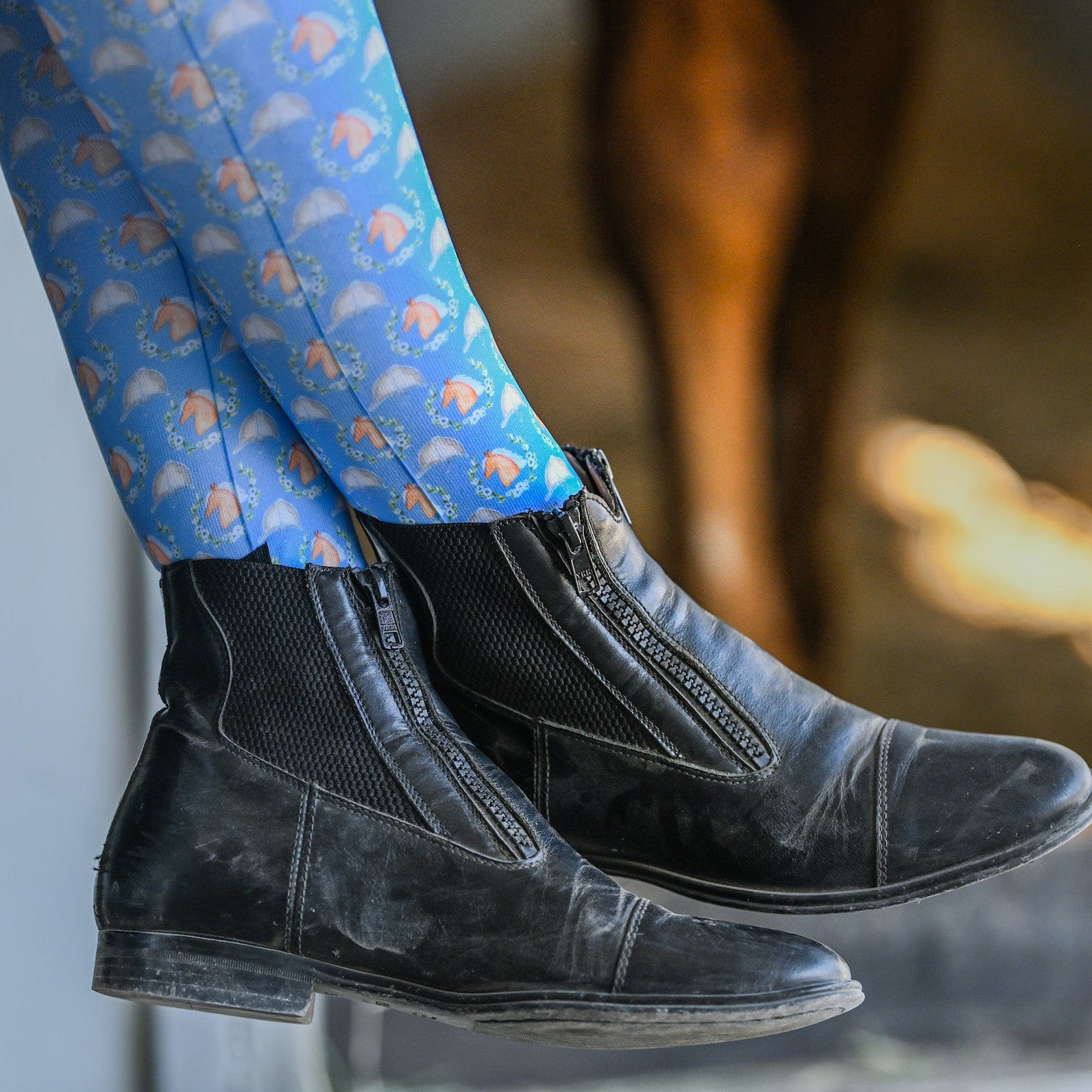 dreamers & schemers Pair & A Spare Derby Blue Pair & a Spare equestrian boot socks boot socks thin socks riding socks pattern socks tall socks funny socks knee high socks horse socks horse show socks